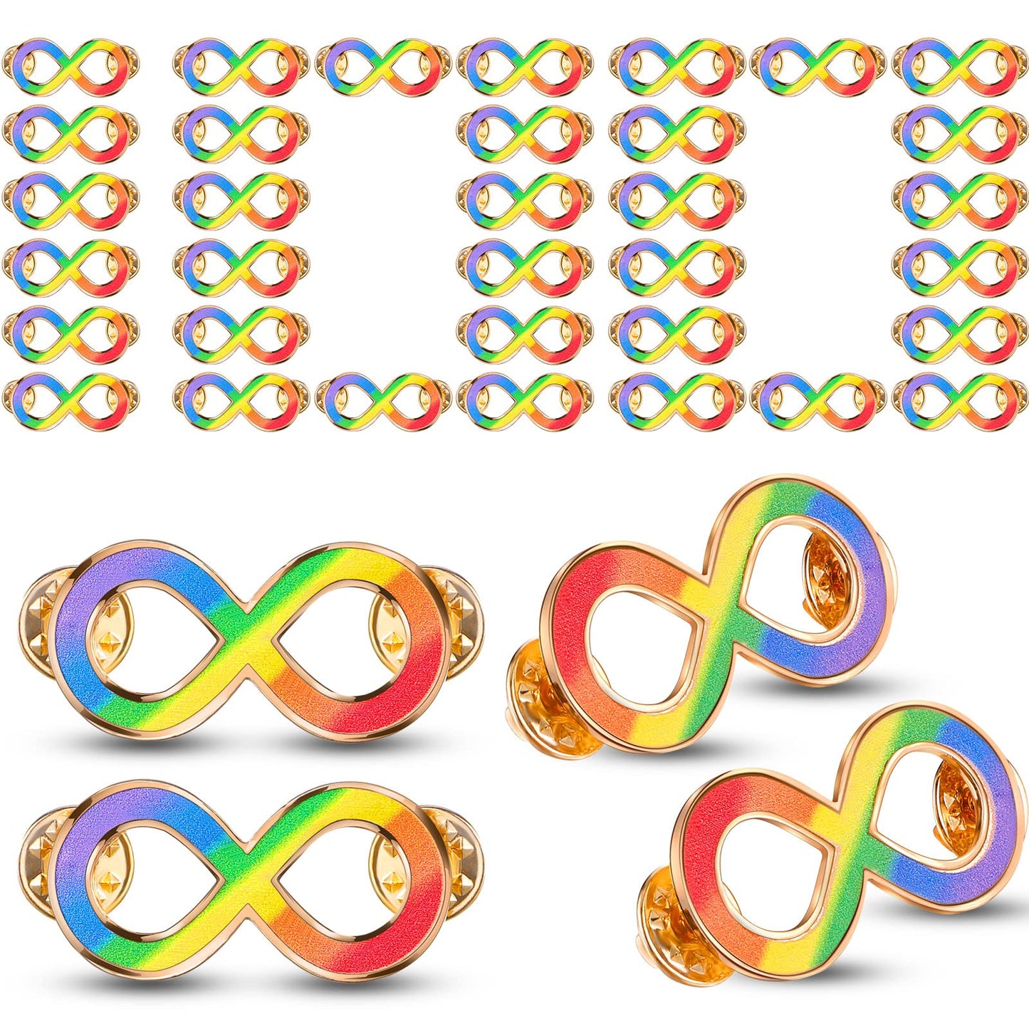 Henoyso Rainbow Autistic Pride Pin Neurodiversity Autism Infinity Lapel Pin Bulk Celebrate Neurodiversity Autism Acceptance Neurodivergent Merchandise(100 Pcs)