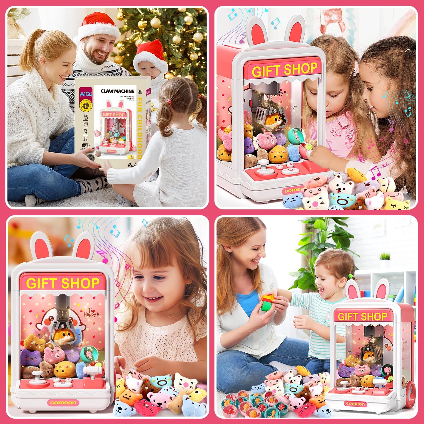 Claw Machine for Kids, Mini Candy Vending Grabber, Vending Machine Toys for Girls and Boys, Kids Party Games, Electronic Arcade Game Indoor Toy for Home Party Birthday Gifts & 20 Mini Plush Toys