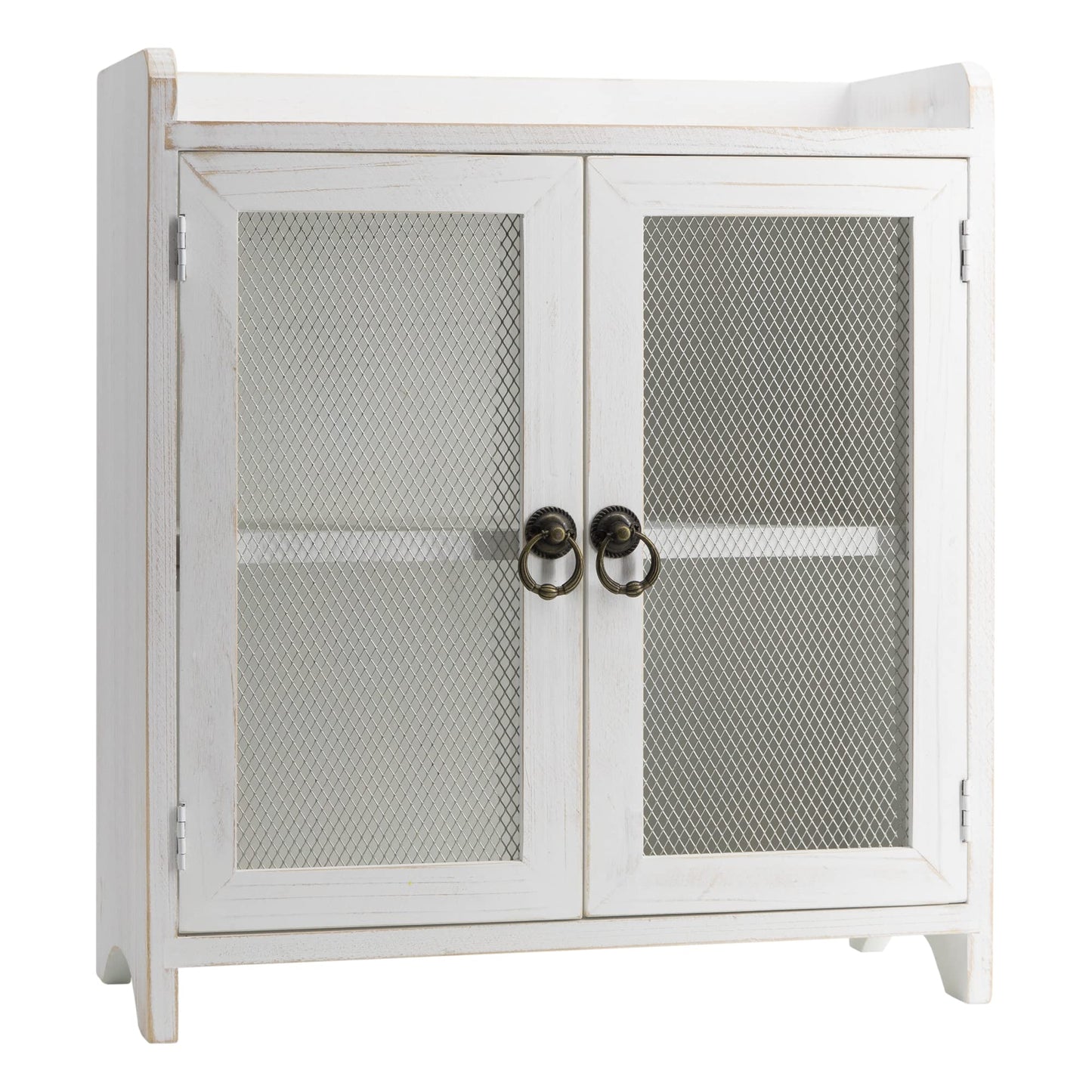 COLLECTIVE HOME - 2 Tiered Storage Cabinet, Countertop Cabinet, Wood Organizer for Kitchen Living Room Bedroom Bathroom Office with Magnetic Door, 15.75 x 14.5 x 6.5, White, 02