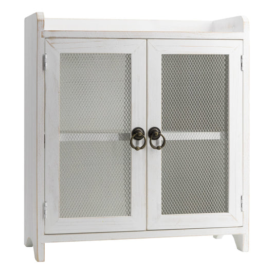 COLLECTIVE HOME - 2 Tiered Storage Cabinet, Countertop Cabinet, Wood Organizer for Kitchen Living Room Bedroom Bathroom Office with Magnetic Door, 15.75 x 14.5 x 6.5, White, 02