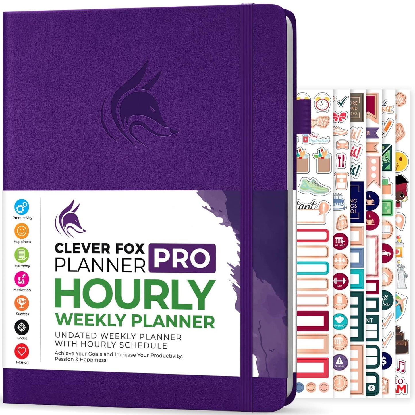 Clever Fox Planner PRO Schedule – Weekly & Monthly Life Planner with Time Slots, Appointment Book and Daily Organizer to Increase Productivity, Undated, A4 Size Hardcover, Lasts 1 Year – Purple