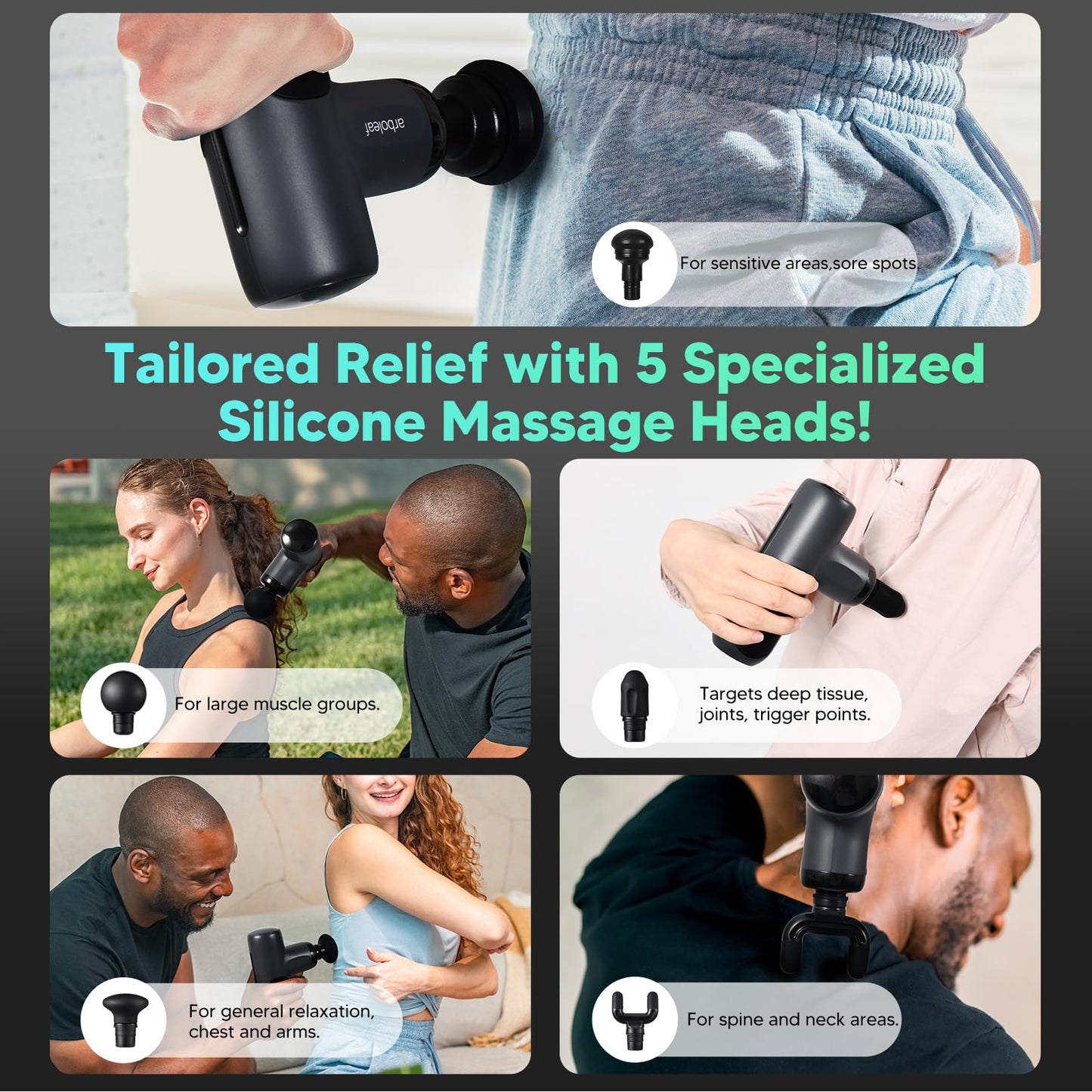 arboleaf Mini Muscle Gun Deep Tissue, Percussion Muscle Relax Gun for Back Pain Relief, Small Relaxer with Case Travel, Handheld, Quiet, Portable, Gifts for Him Her