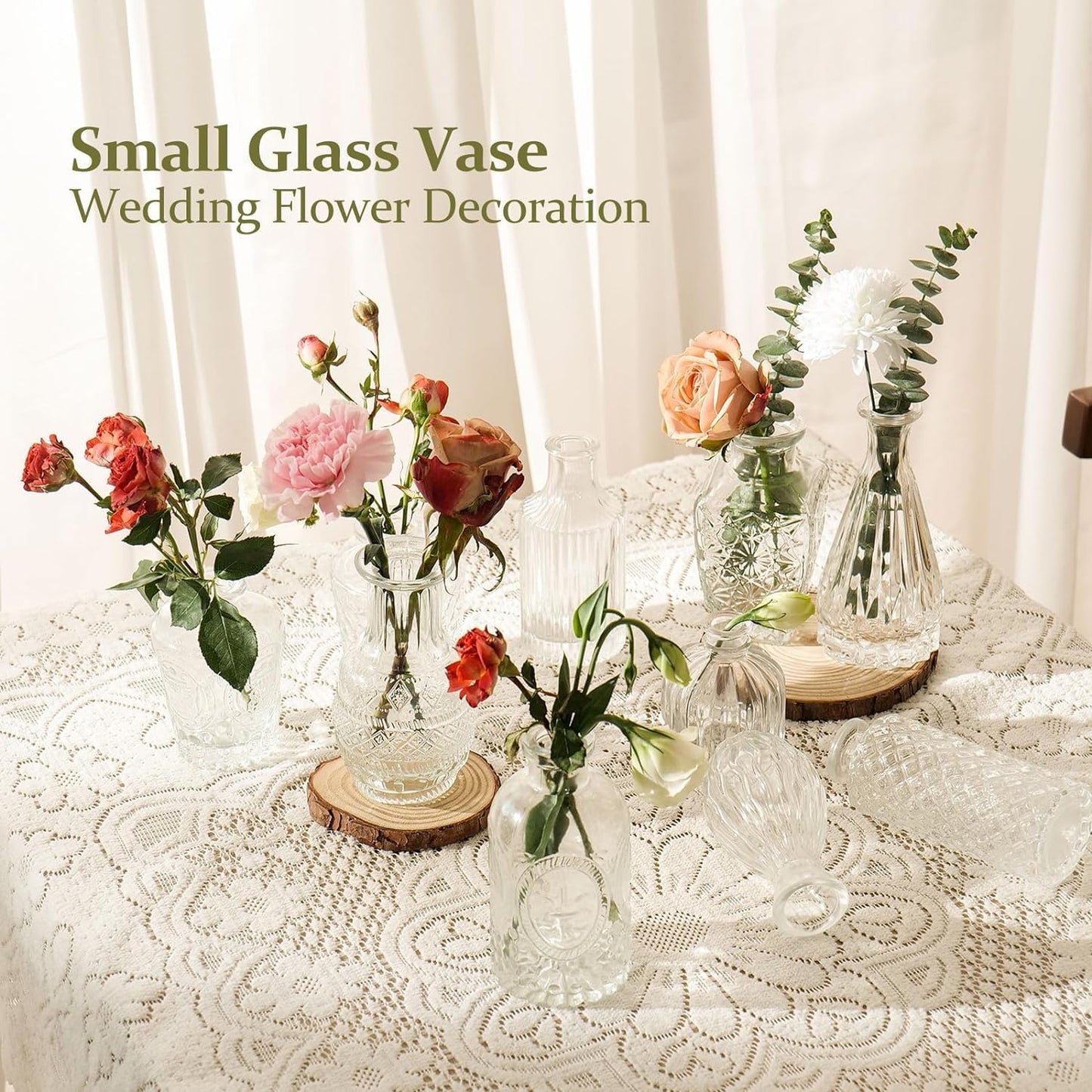 Sawoake 32 PCS Mini Bud Vases As Wedding Centerpieces for Tables,Clear Bud Vases for Flowers,Small Flower Vases Suitable for Birthday Party,Anniversary,Wedding Reception,Baby Shower (Clear-32PCS)