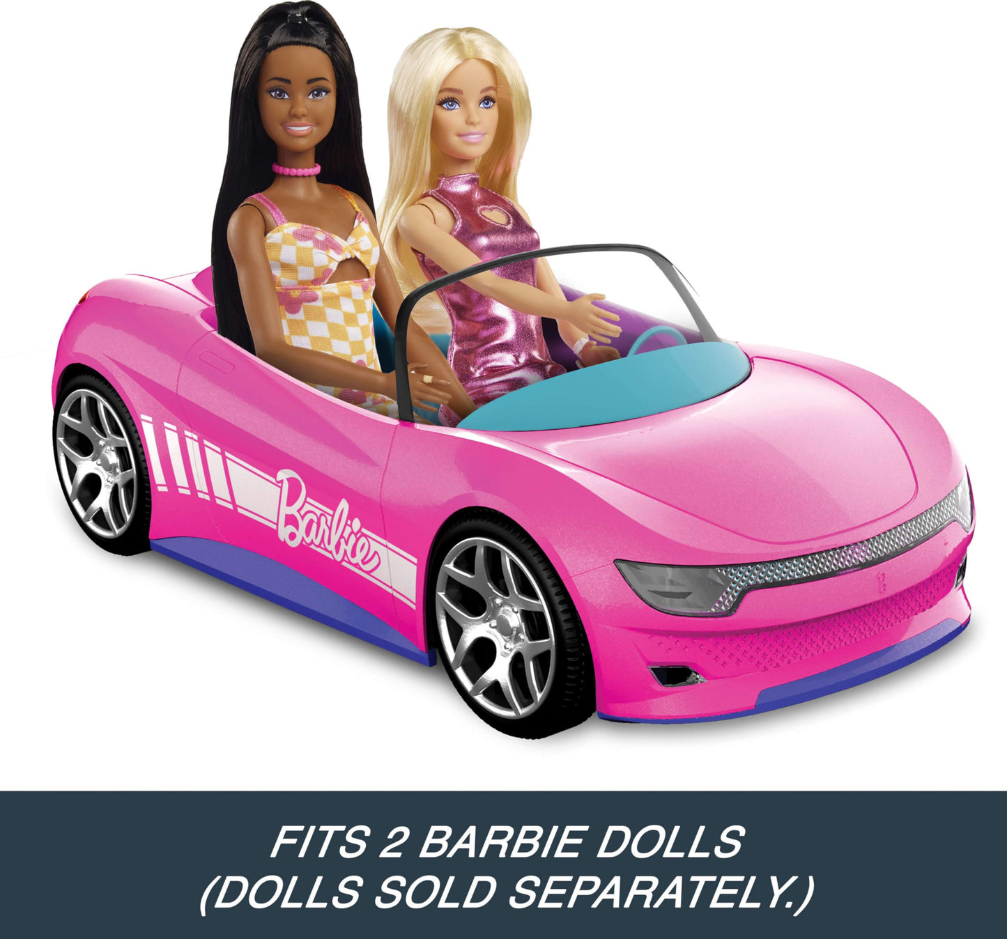 Hot Wheels Barbie RC Toy Car, Remote-Control Pink Convertible, Can Hold 2 Barbie Fashion Dolls & Trunk Opens for Storage, Sticker Sheet for Customizing