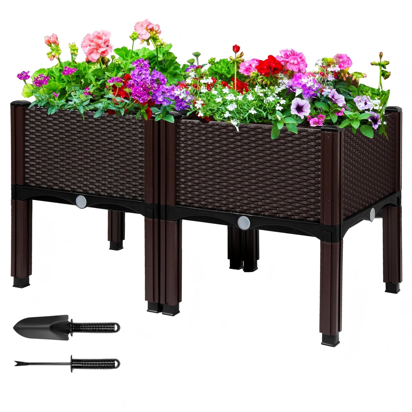 Raised Garden Bed with Legs 16.5" H Elevated Planter Box, Plastic Raised Beds for Gardening Vegetables Herb Flower Plants, Perfect for Indoor Outdoor Planting, 31" L x 15.7" W x 16.5" H