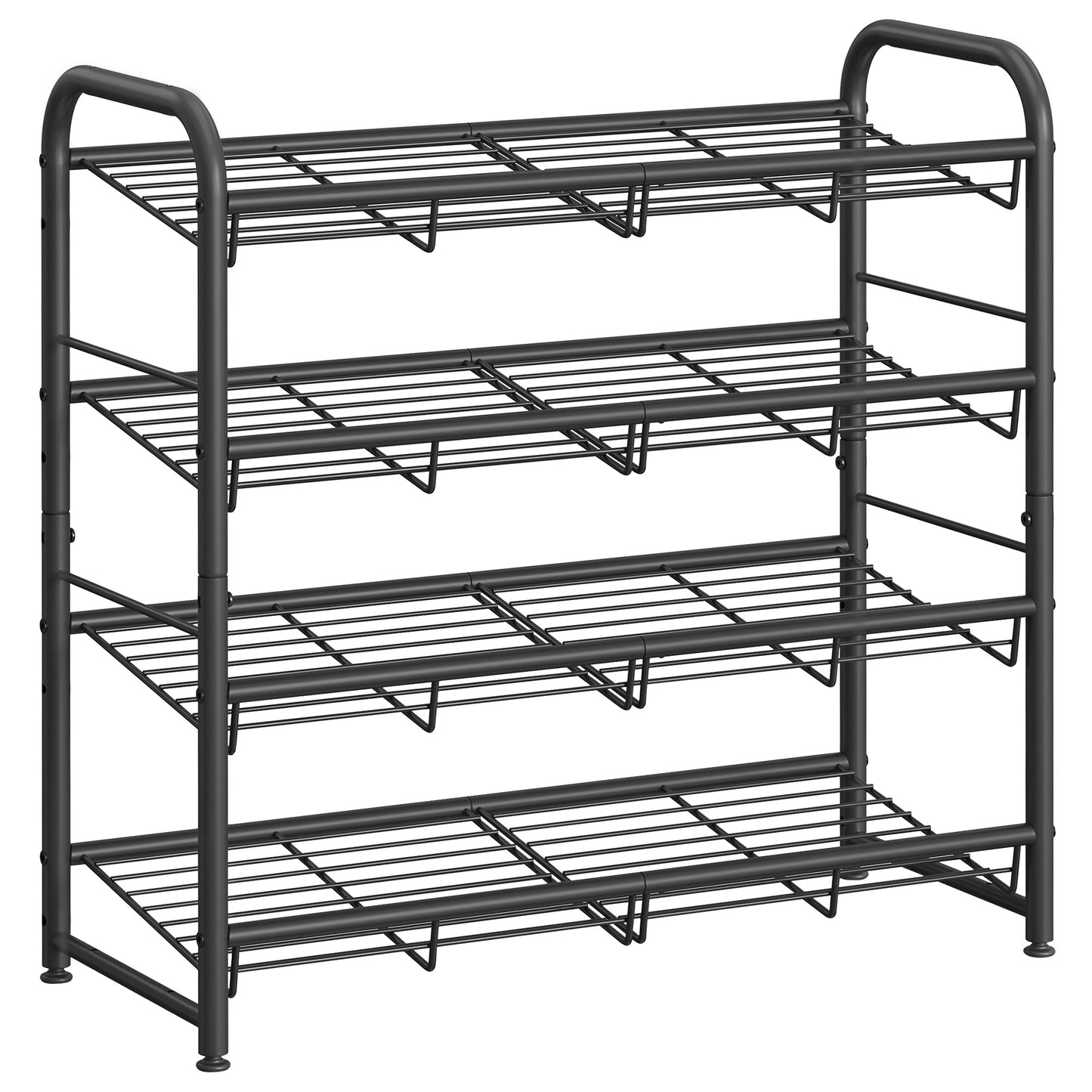 SONGMICS Stackable Shoe Rack, 4-Tier Shoe Storage Organizer, Hold up to 16 Pairs, Black ULMR067B01