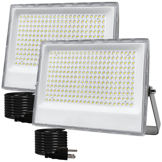 2 Pack Led Flood Light - 200W 30000LM Flood Light Outdoor, 6500K Exterior White Lighting 180-Degree Adjustable, IP66 Waterproof, Outdoor Lights Led for Patio, Yard, Garden, Lawn, Garages