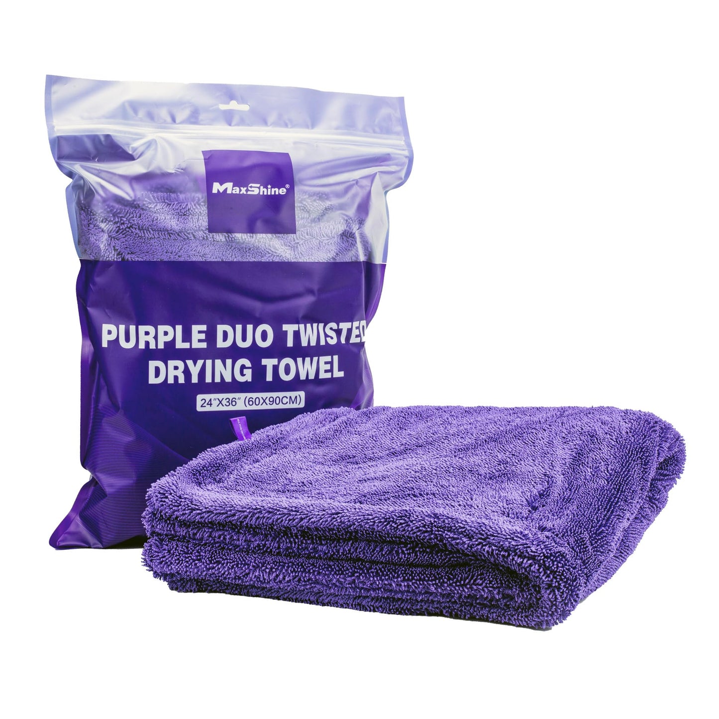 Maxshine | Duo Twisted Loop Drying Towel | 24"x36", 1200GSM Microfiber, Edgeless | Washable, Reusable, Long Service Life | Absorbent Car Drying Towel