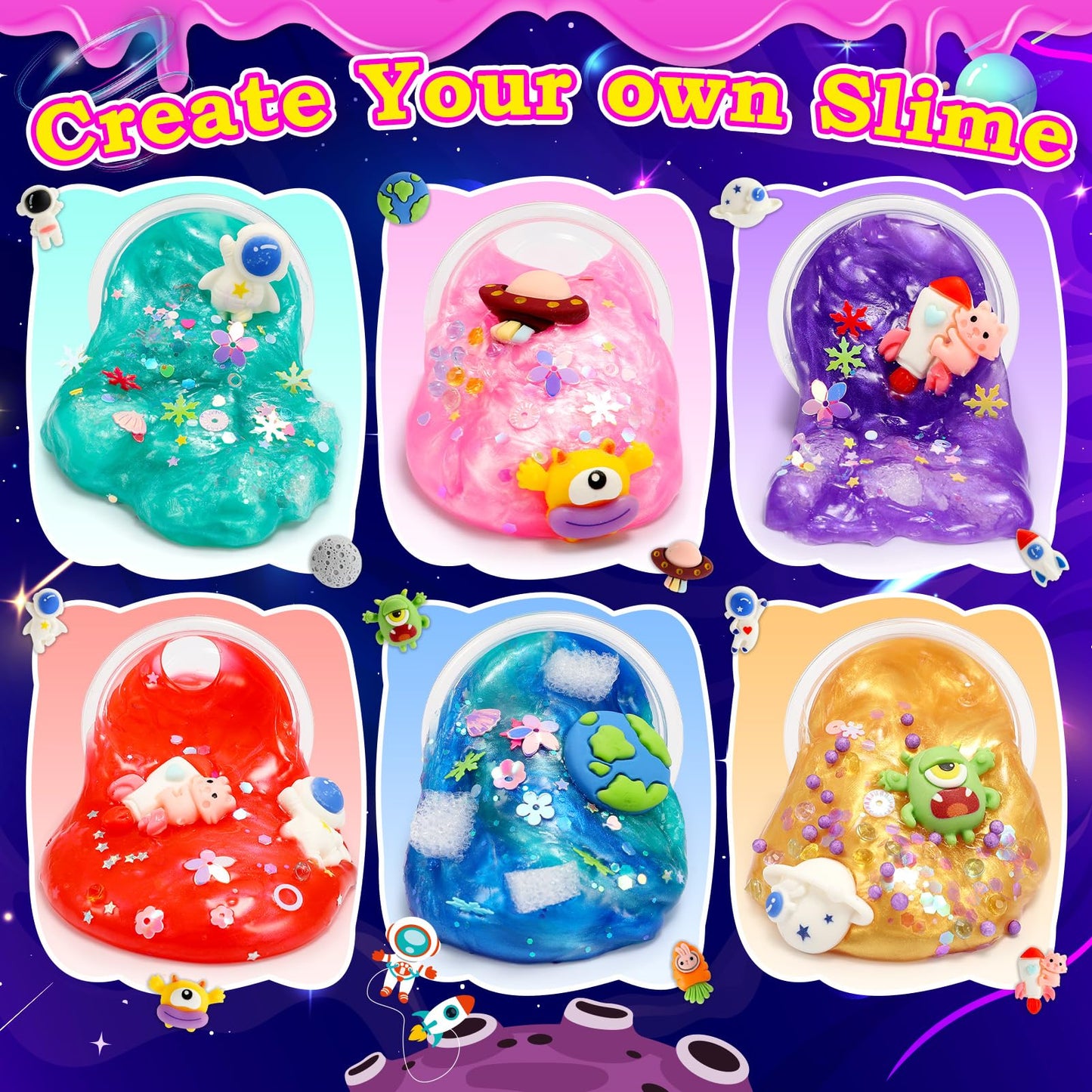 Slime Kit,decked Galaxy Slime Kit for Girls 6-12 Butter Glow Slime for Kids Age 6-10 Galaxy Slime for Kids DIY Toy for 6-8 Year Old Girls Easter Gifts for 6-12 Year Old Girl