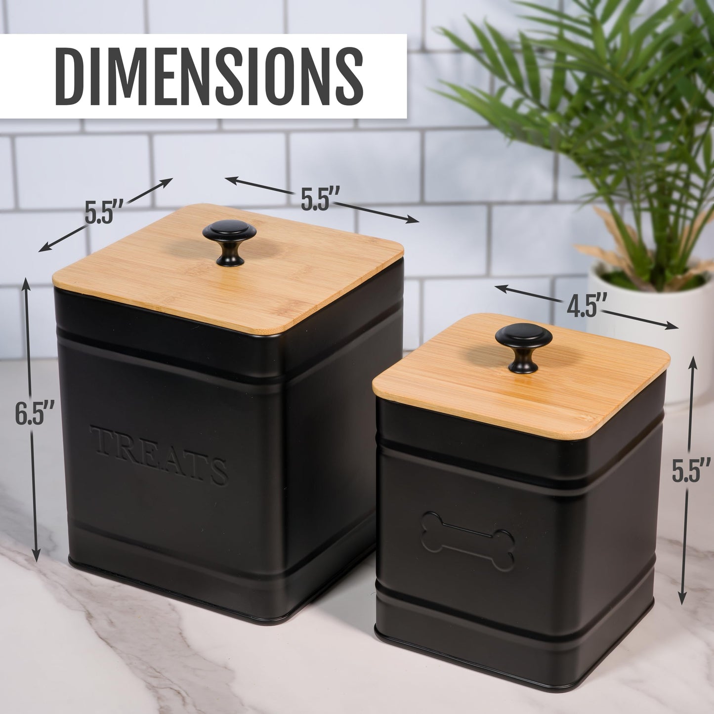 Autumn Beginnings Dog Treat Jar, 2 Pack Large Glass Pet Treat Container with Airtight Bamboo Lid, for Dog Cookies, Dog Training Treats, Dog Food Storage, for Small and Large Dogs