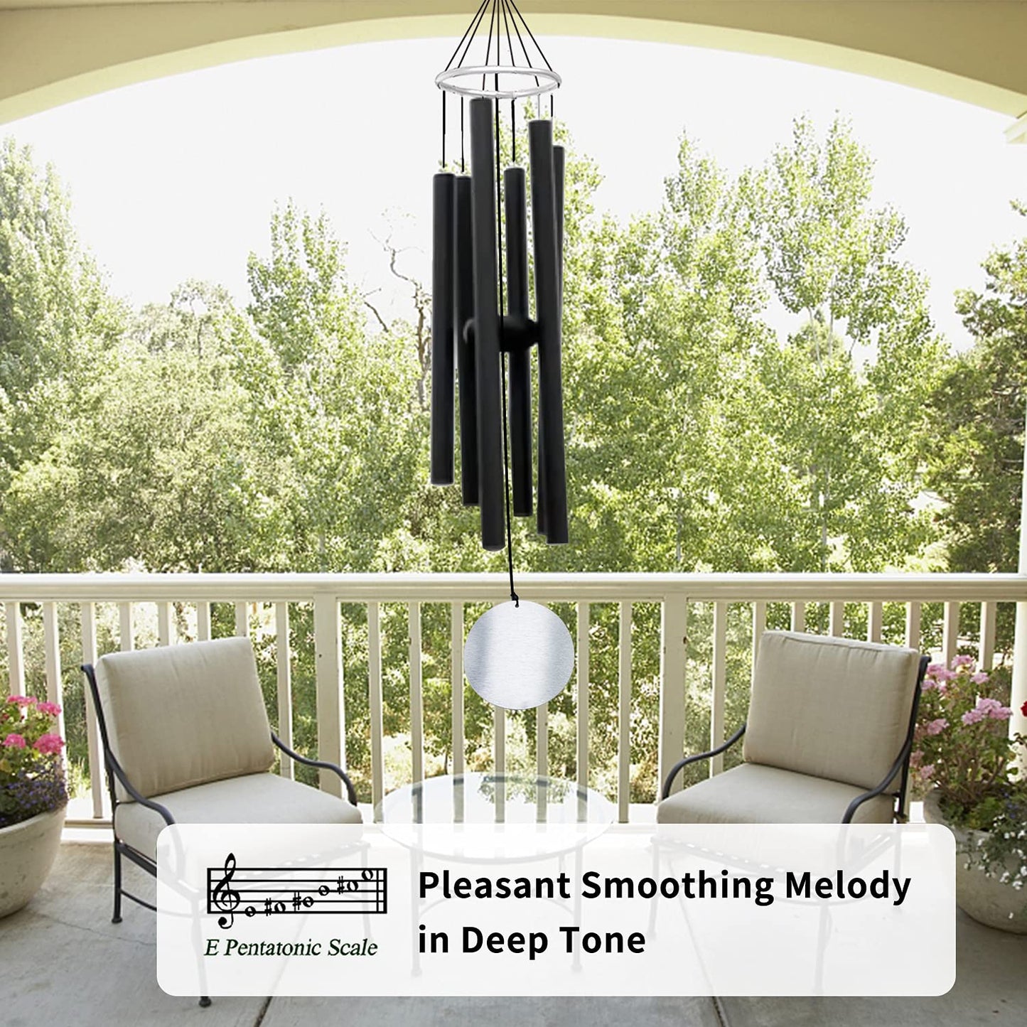 ASTARIN Wind Chimes Outdoor Large Deep Tone,36Inch Large Wind Chimes Tuned Relaxing Soothing Low Bass,Memorial Wind Chimes Sympathy for Mom Dad,Black(A Free Card)