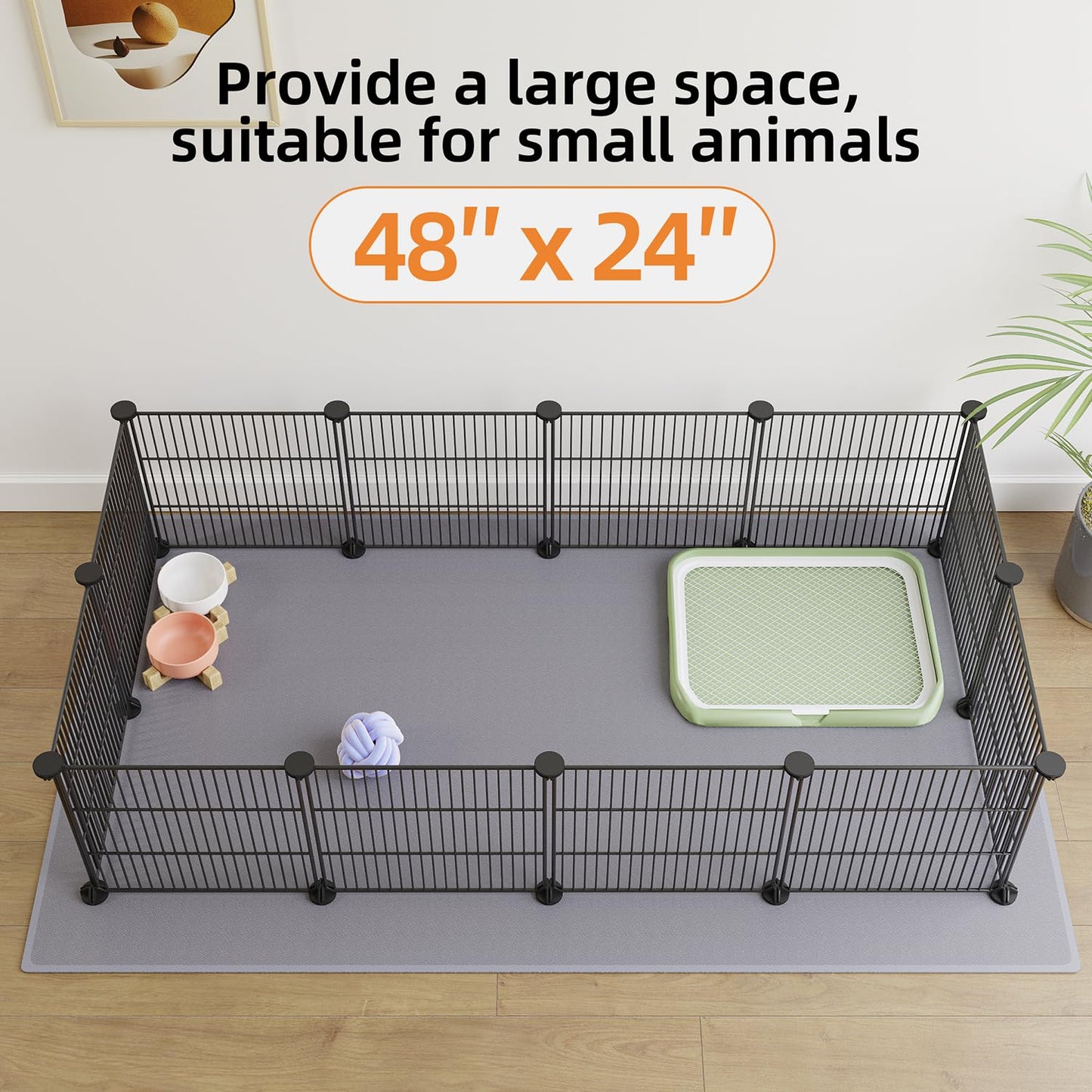 LURIVA DIY Small Animal Playpen, Pet Playpen, Guinea Pig Cages, Rabbit Playpen, Small Animal Cage, Dog Playpen, Puppy Playpen, Indoor Portable Metal Wire Yard Fence, 15 X 12 Inch, 12 Panels, Black