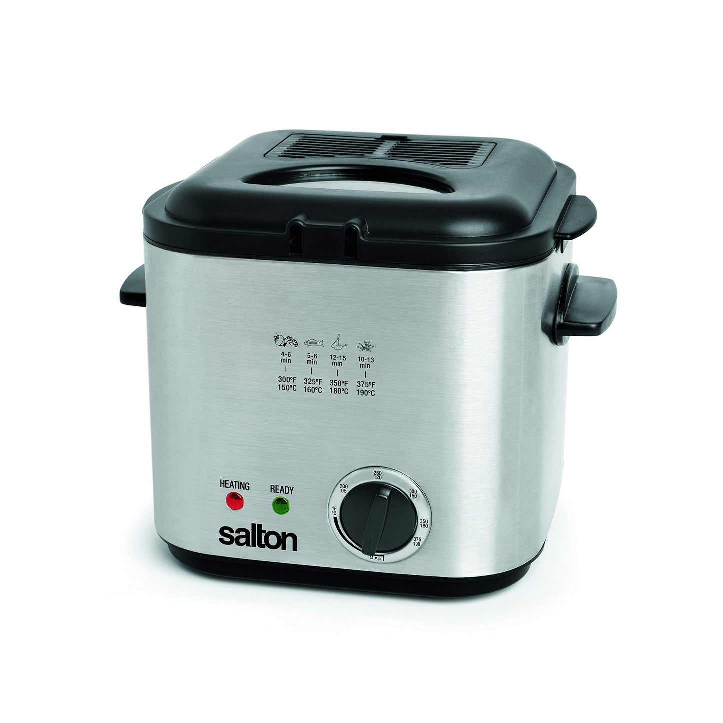 Salton Compact Deep Fryer | 1.0L (1 Quart) Oil Capacity | 800W | Adjustable Temperature Control | Durable Stainless Steel | Non-Stick Coated Bowl with Viewing Window & Odor Filter | DF1539