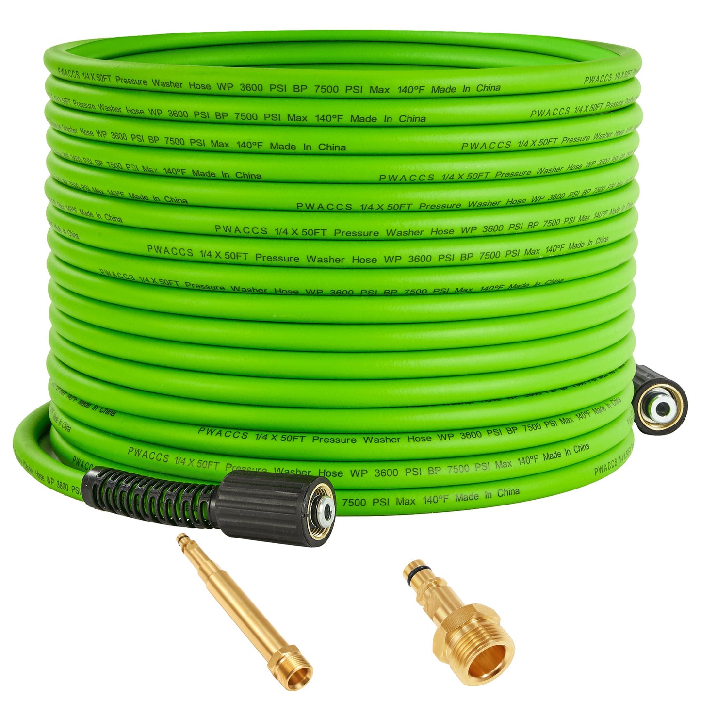 PWACCS Pressure Washer Hose 50 FT x 1/4", Power Washer Hose Kink Resistant, High-Pressure Washing Extension Hoses with M22-14mm Fittings, Compatible with Karcher K2, K3, K4, K5, K6, K7