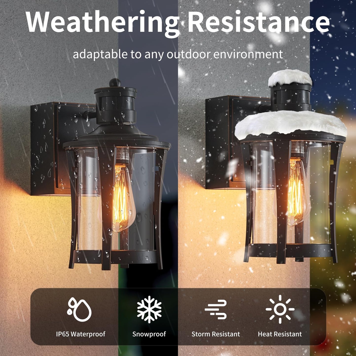 Yisuro Porch Lights with GFCI Outlet, Outdoor Lights Dusk to Dawn Motion Sensor, 3 Lighting Modes Exterior Light Fixture Waterproof for House Front Door Patio, Black