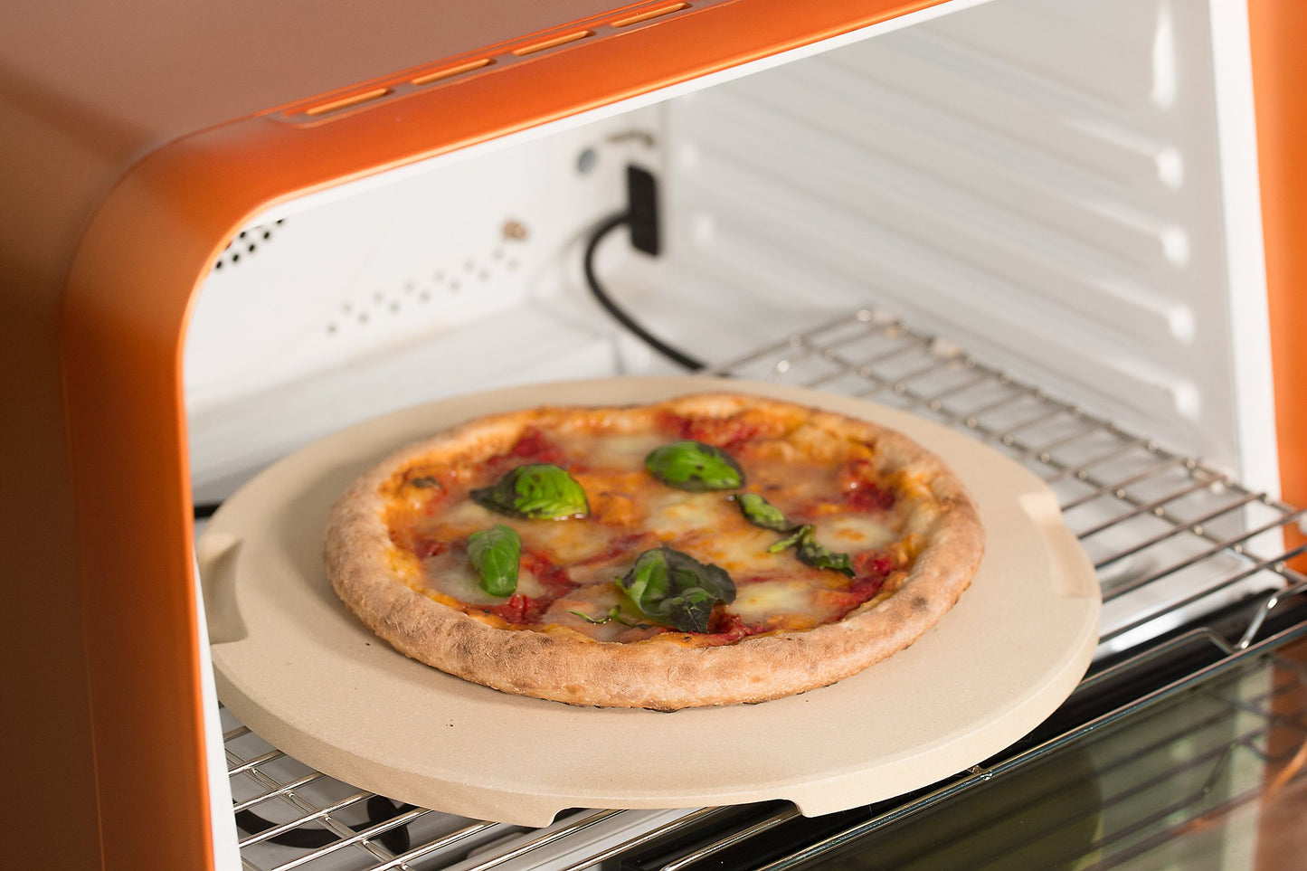 ROCKSHEAT Pizza Stone Made of Cordierite for Pizza & Bread Baking Grilling. Perfect for Oven or Grill. Innovative Unique Double - Faced Built - in 4 Handles Design (Round 12.6"x0.6")