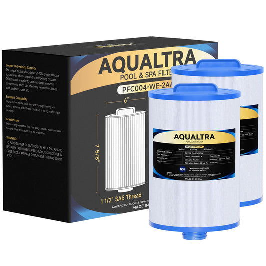 AQUALTRA Spa Filter Replacement Compatible with PWW50P3(1 1/2" Coarse Thread), 6CH-940, FC-0359, Waterways 817-0050, 7 5/8" x 6" Screw in SAE Thread Hot Tub Filter 2 Pack