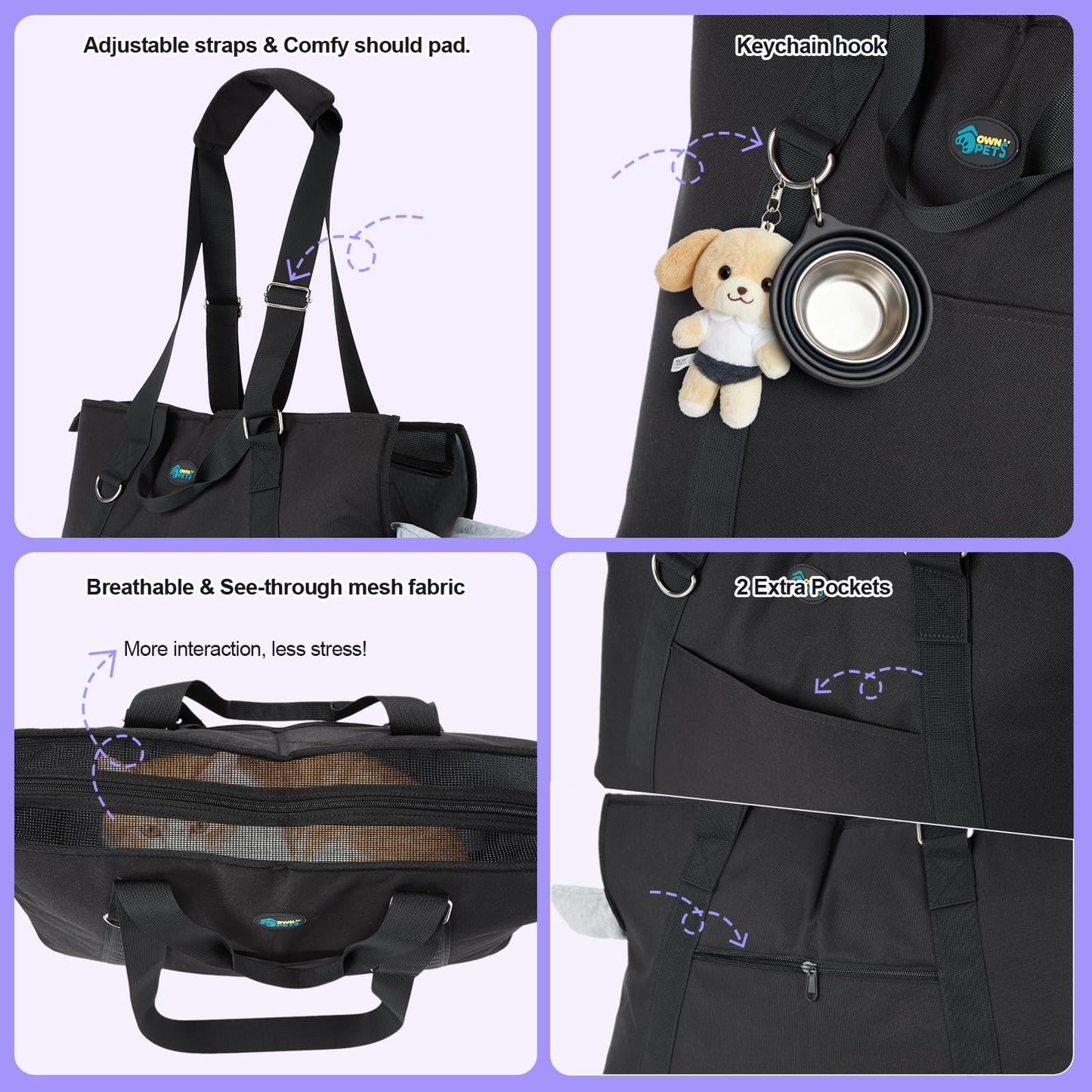 Ownpets Large Pet Carrier Backpack for Cats and Dogs, Airline Approved Soft-Sided Travel Bag with Warm Padding & Safety Tether