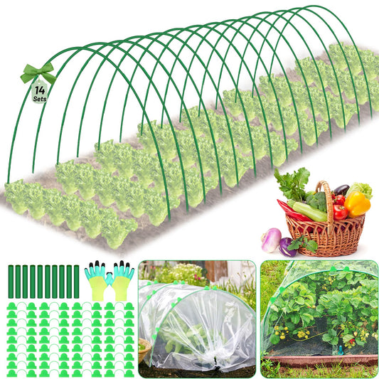 70 PCS Garden Hoops for Raised Beds 14 Sets Garden Tunnel Hoops Greenhouse Hoops Grow Tunnel, Fiberglass Garden Hoops for Netting Shade Cloth Cover DIY Plant Support Garden Stakes