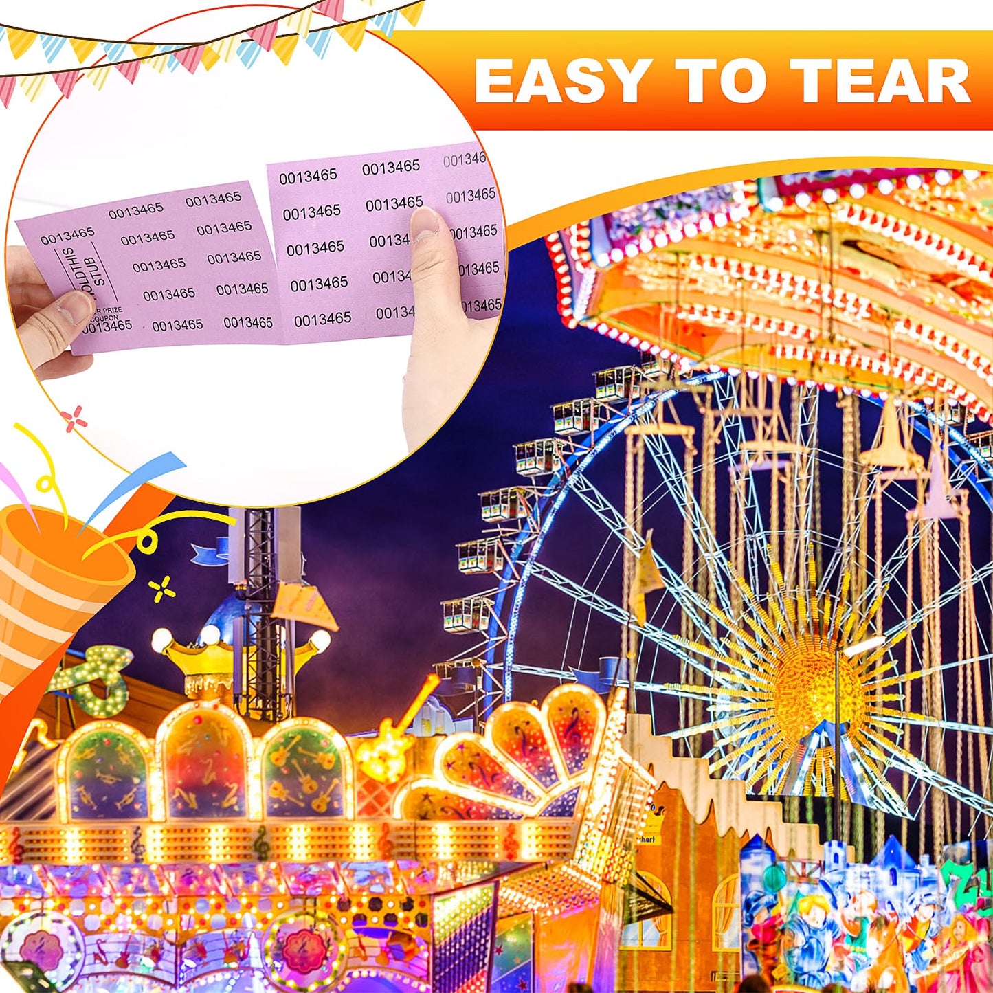 1000 Sheets Raffle Ticket with 25 Bid Numbers, Deep Color Silent Auction Ticket Sheets, Basket Tickets Auction for Drink Door Prize Fundraiser Carnival Penny Church Events