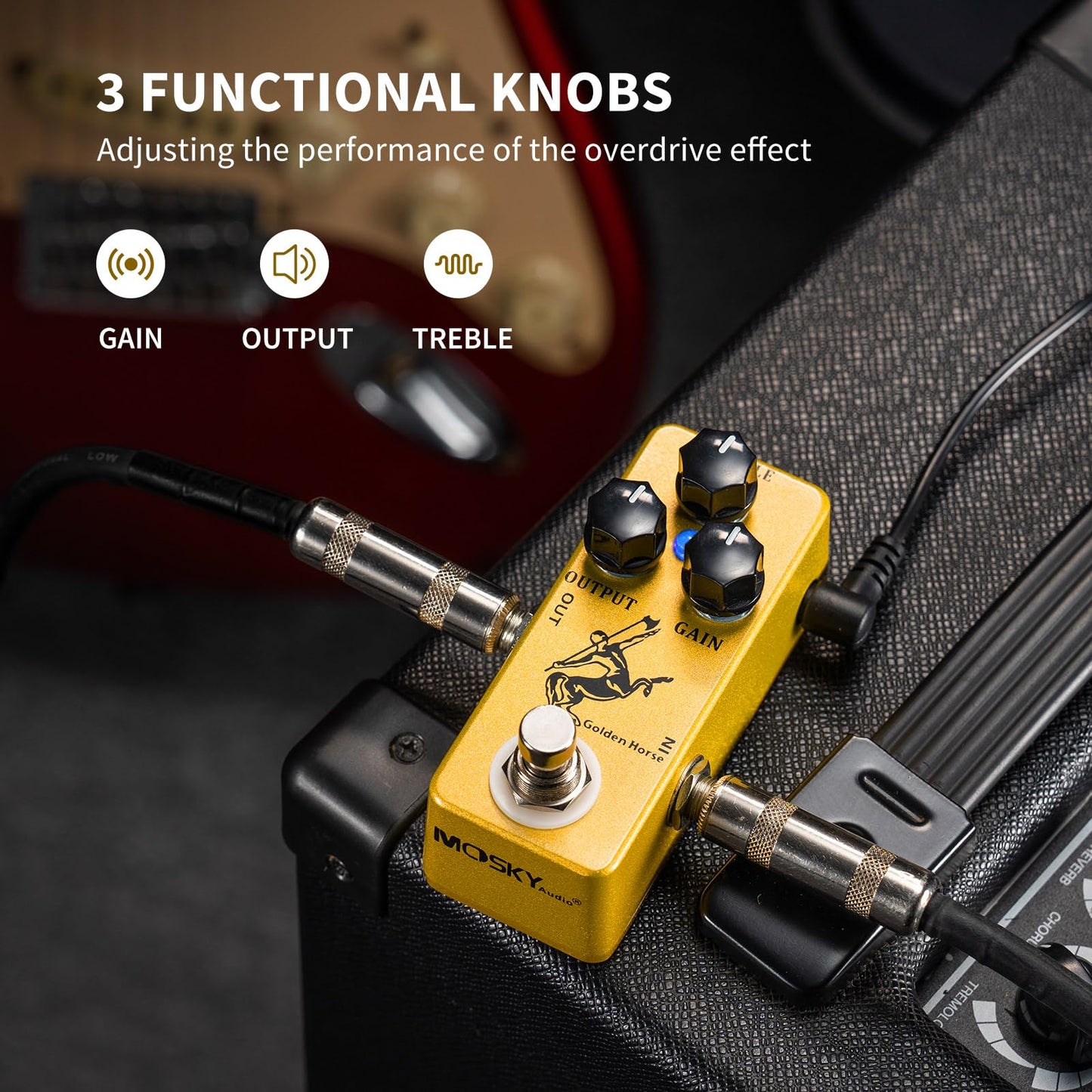 MOSKY Golden Horse Overdrive Effect Pedal Boost Guitar Effect Pedal with True Bypass for Electric Guitar