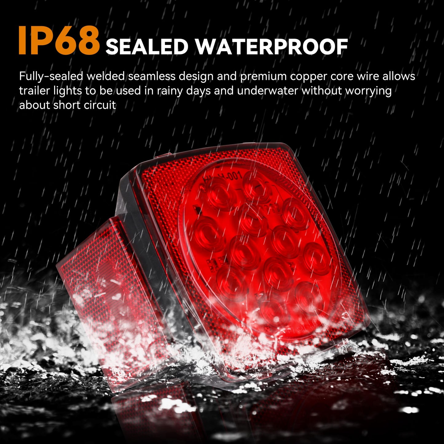RVZONE Trailer Lights LED Kit, 12V Submersible Boat Trailer Lights Utility Led Lighting with License Plate Lights, Marker Brake Lights, Wiring Harness, for Trailer Boat Truck RV