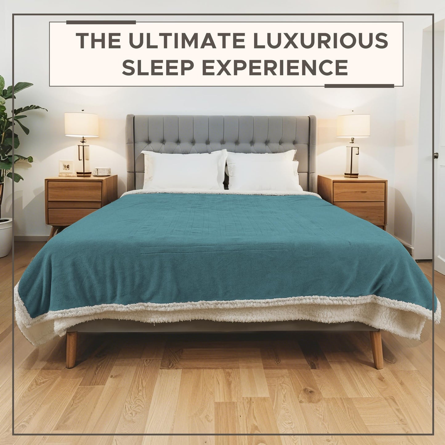 Full Size Electric Heated Blanket 72"x84", 4 Heat Modes,10H Auto Off,Soft Microplush & Sherpa Fabric,Overheat Protection,No Central Heating,Dual Bed Sofa Use,Washable Winter Gift,Lake Green