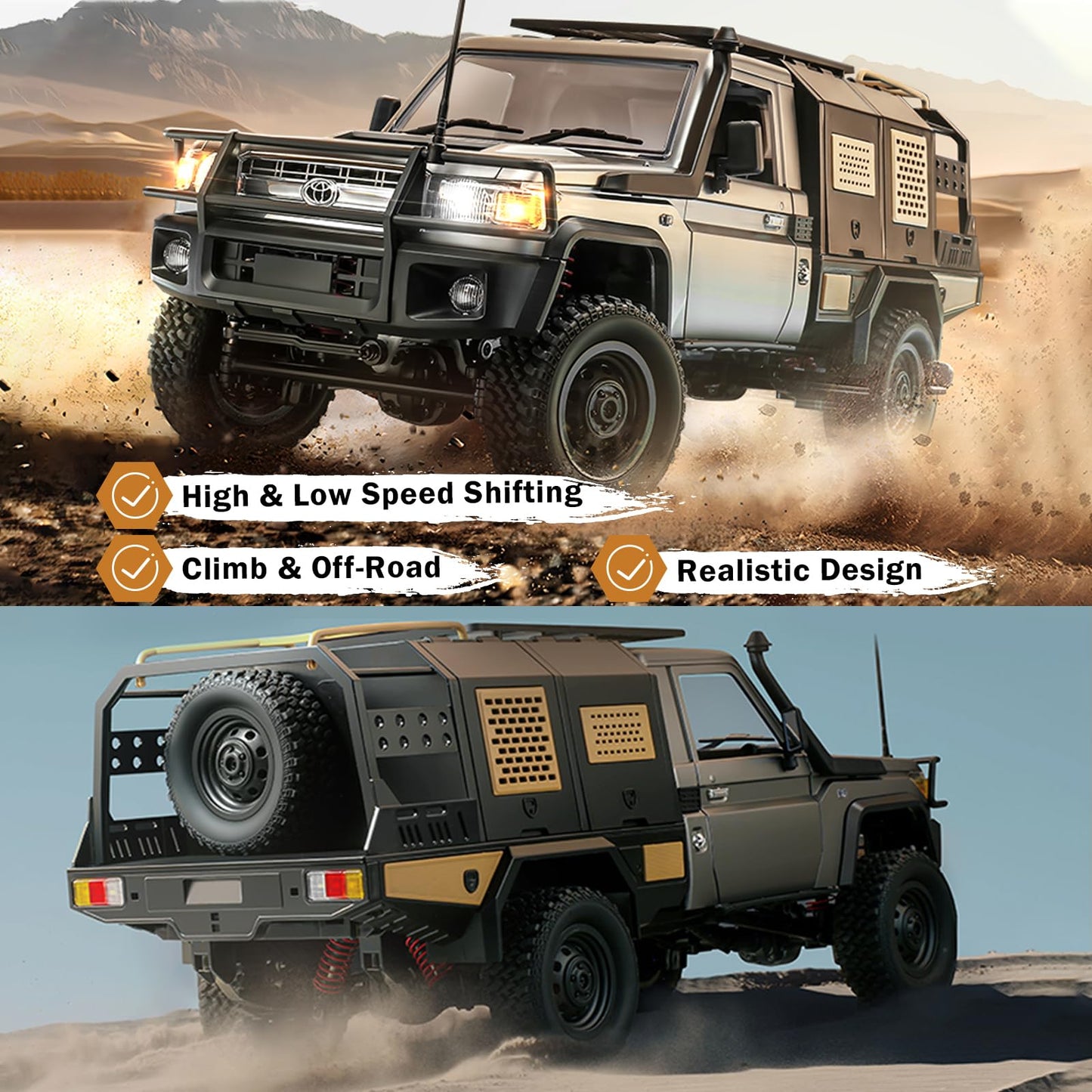 1/12 RC Rock Crawler, MN-82S Toyota LC79 Pickup Truck, 2.4GHz Crawler 4x4 Remote Control Off Road Car RTF with Upgraded Chassis Hobby Grade Toy Gifts for Adults