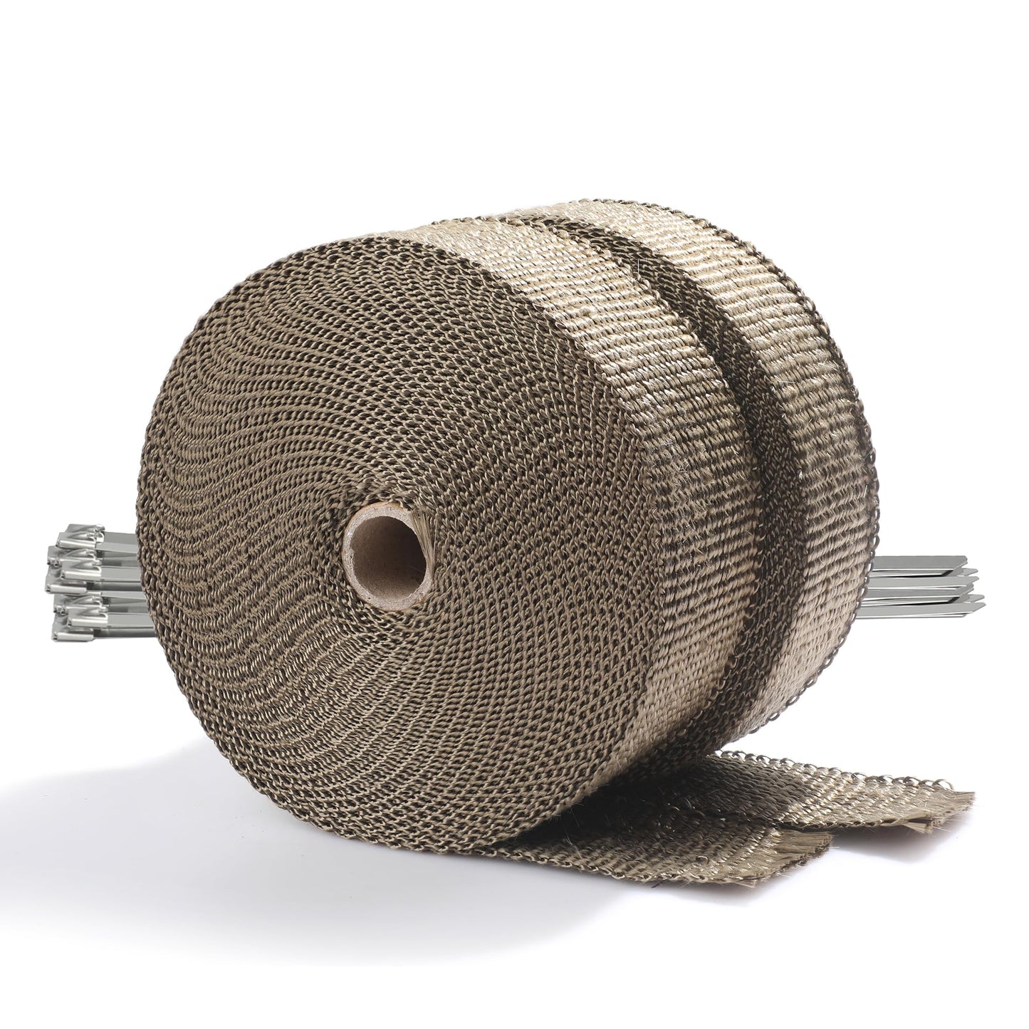 ARTR 2" x 50' Titanium Exhaust Header Heat Wrap 2 Rolls with 20PCS 11.8 Inch Stainless Steel Locking Ties