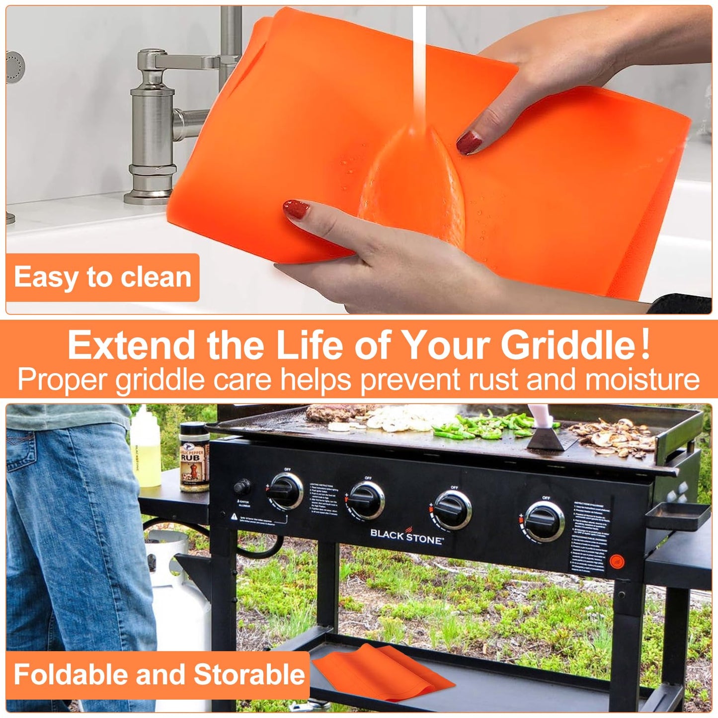 Blackstone Silicone Griddle Cover 36 INCH, Easy Cut to Fit 36",30", 28", 22", Blackstone Silicone Mat All Season Flat Top Protective Grill Cover