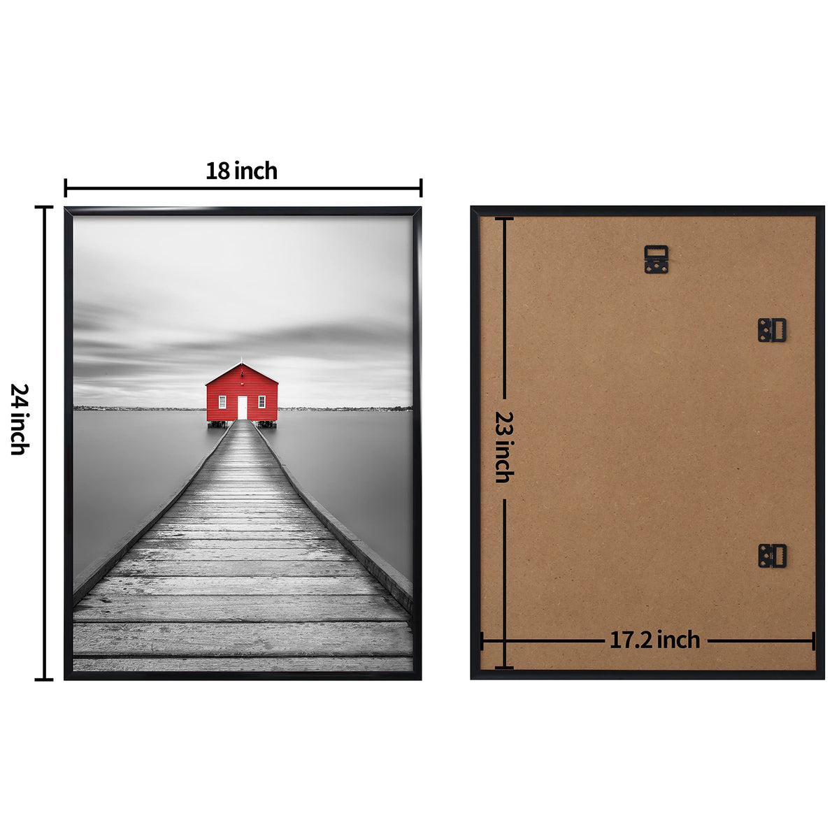 ELSKER&HOME 18x24 Poster Frame 3 Pack, Black Picture Frame for Horizontal or Vertical Wall Mounting, Durable and Scratch-proof