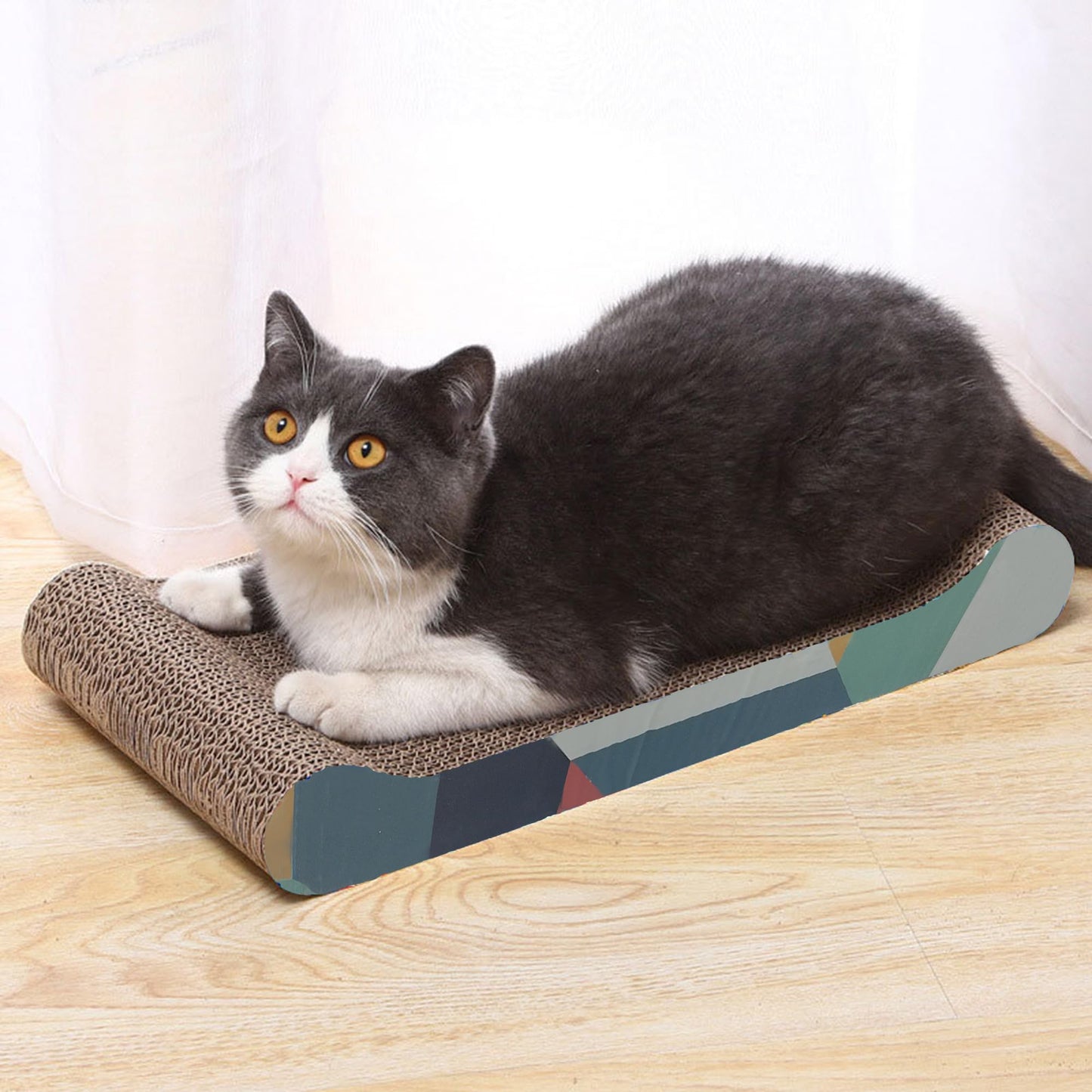 Cat Scratch Board, Bone-Shaped Design cat Scratch pad, Brown Corrugated Cardboard, pet cat Toy, Reversible cat Scratch Toy (4pcs)