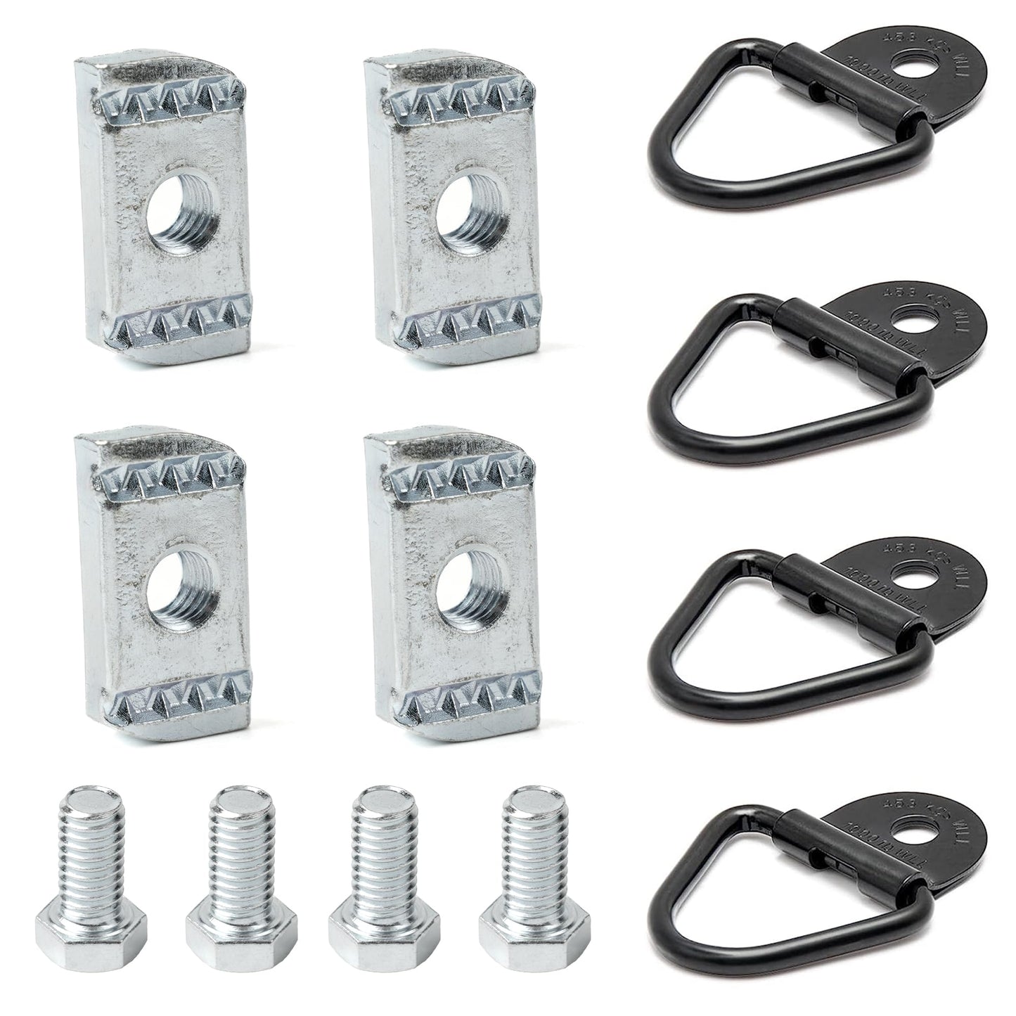 Camotokiit 4 Set Truck Bed Rail Bolts Nuts Cargo D-Rings Tie Down Mount Kit Fits Nissan Frontier Titan W/Utili Track Bed Rail System
