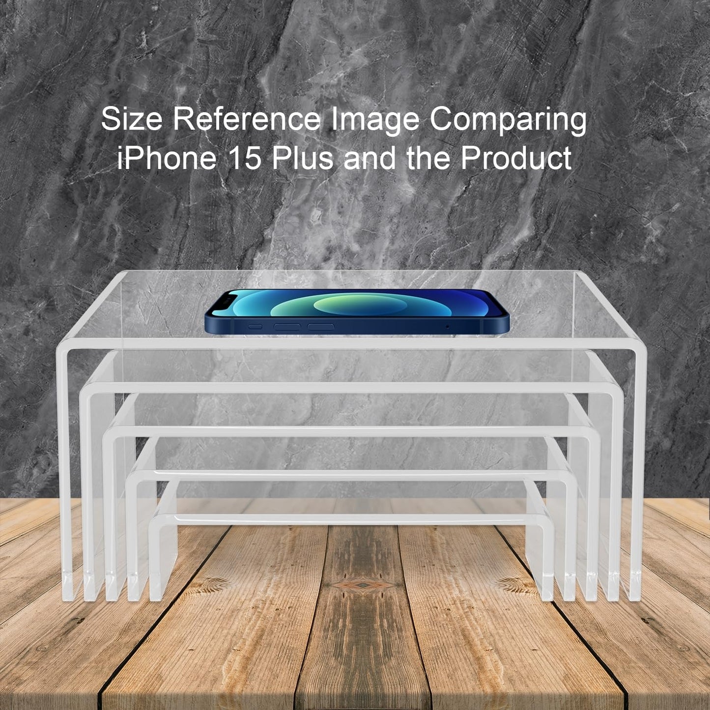 Acrylic Display Risers, Clear Product Stand, Jewelry Display Riser,Shelf Showcase Fixtures For Collectibles Display (5 Sizes L (2Sets))