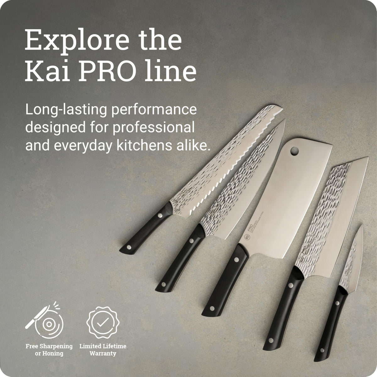 Kai PRO 6.5" Master Utility Knife, Hand Sharpened Japanese Kitchen Knife, Japanese AUS6M Stainless Steel Blade, Full-Tang POM Handle, NSF Certified, for Professional and Home Chefs