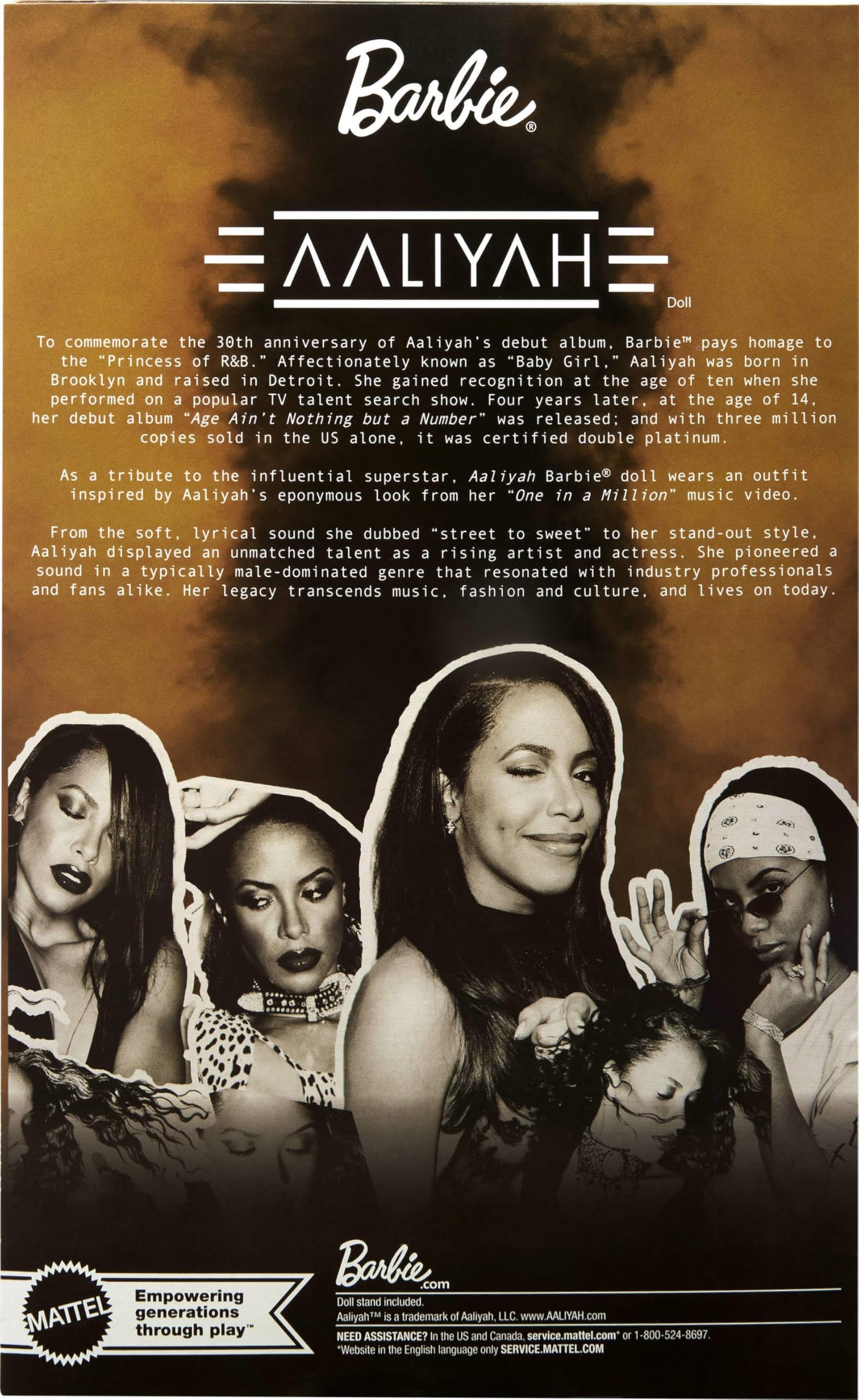 Barbie Signature Doll, Aaliyah Collectible in Black Faux Leather Outfit Inspired by ‘One in a Million Music’ Video