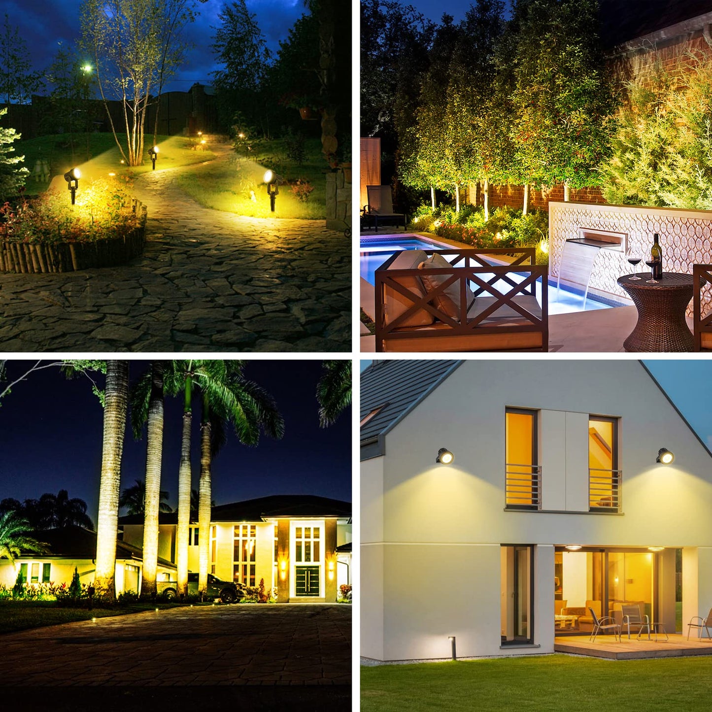 2W Solar Spotlights,T-SUNRISE IP65 Waterproof Outdoor Solar Lights Landscape Lighting Wall Light Auto On/Off with 2 Warm White Dual Spot Headlamp for Tree,Patio, Yard, Garden