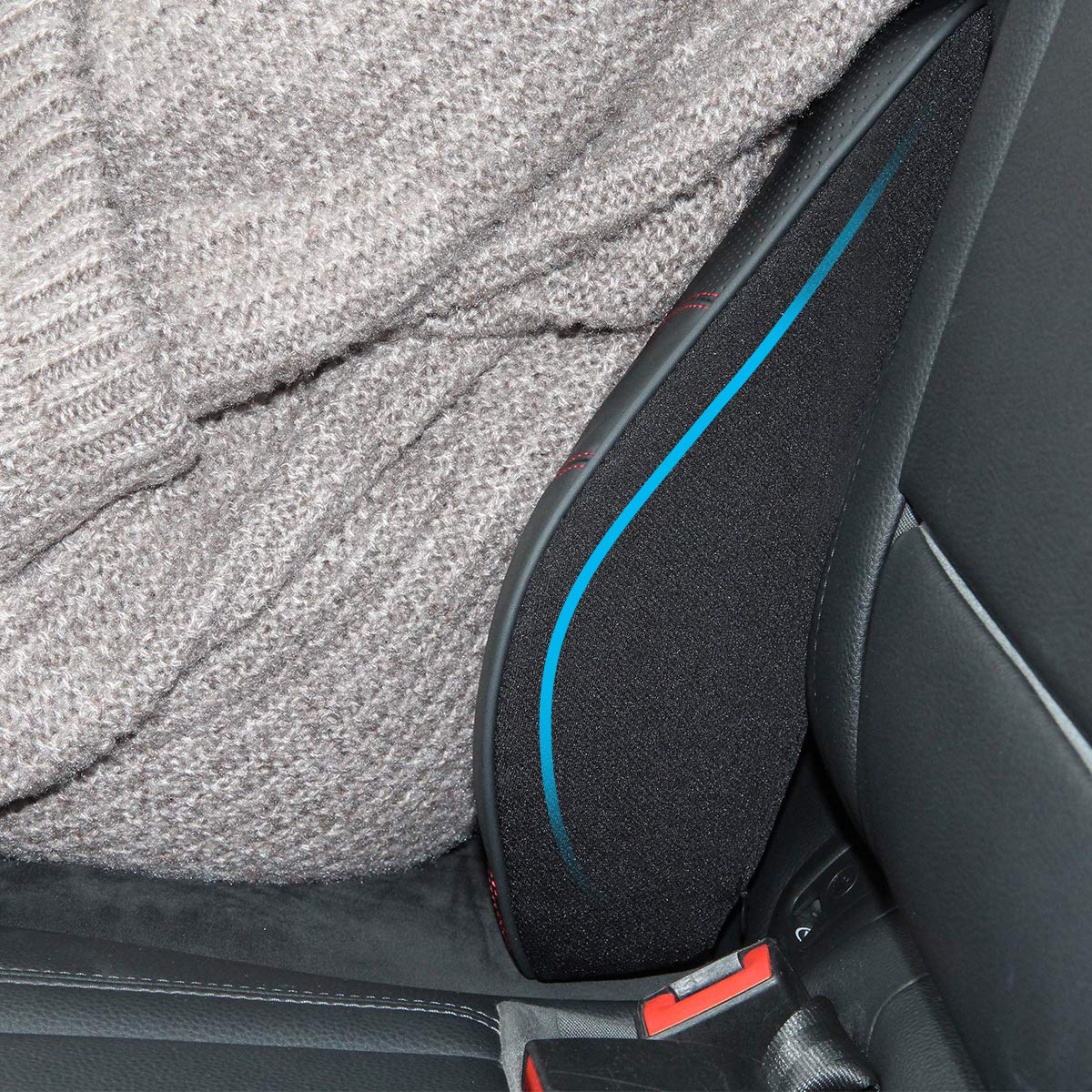 Lumbar Support Pillow, Aukee Leather Memory Foam Lower Back Cushion for Home Office Chair Car Seat - Black (1 Pack)
