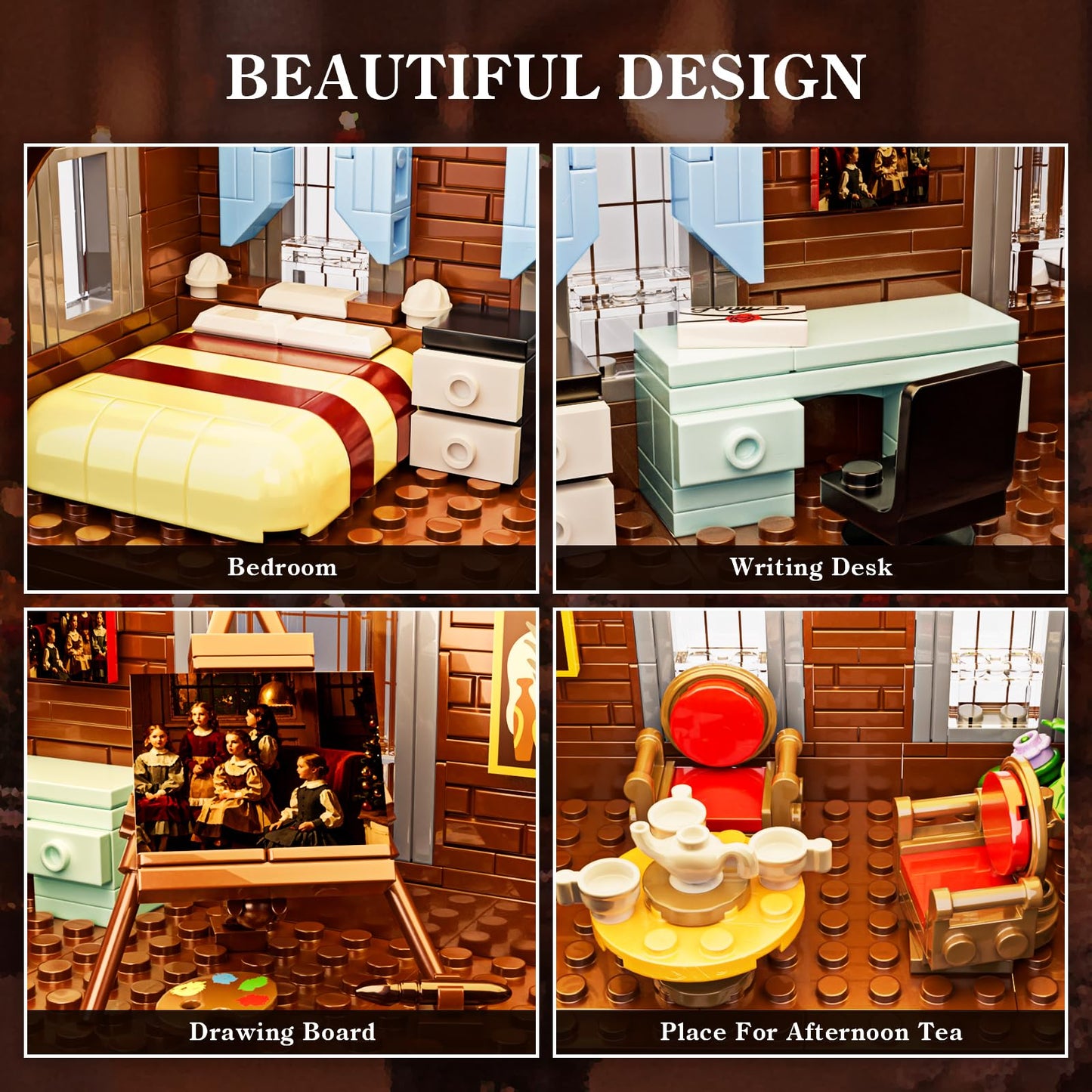 Christmas Little Women House Building Set with LED Light,Christmas Holiday Winter Snow House Kit,Compatible with Lego,Snow Village Building Blocks Model Toys,Christmas or Festival Gifts(1445 PCS)