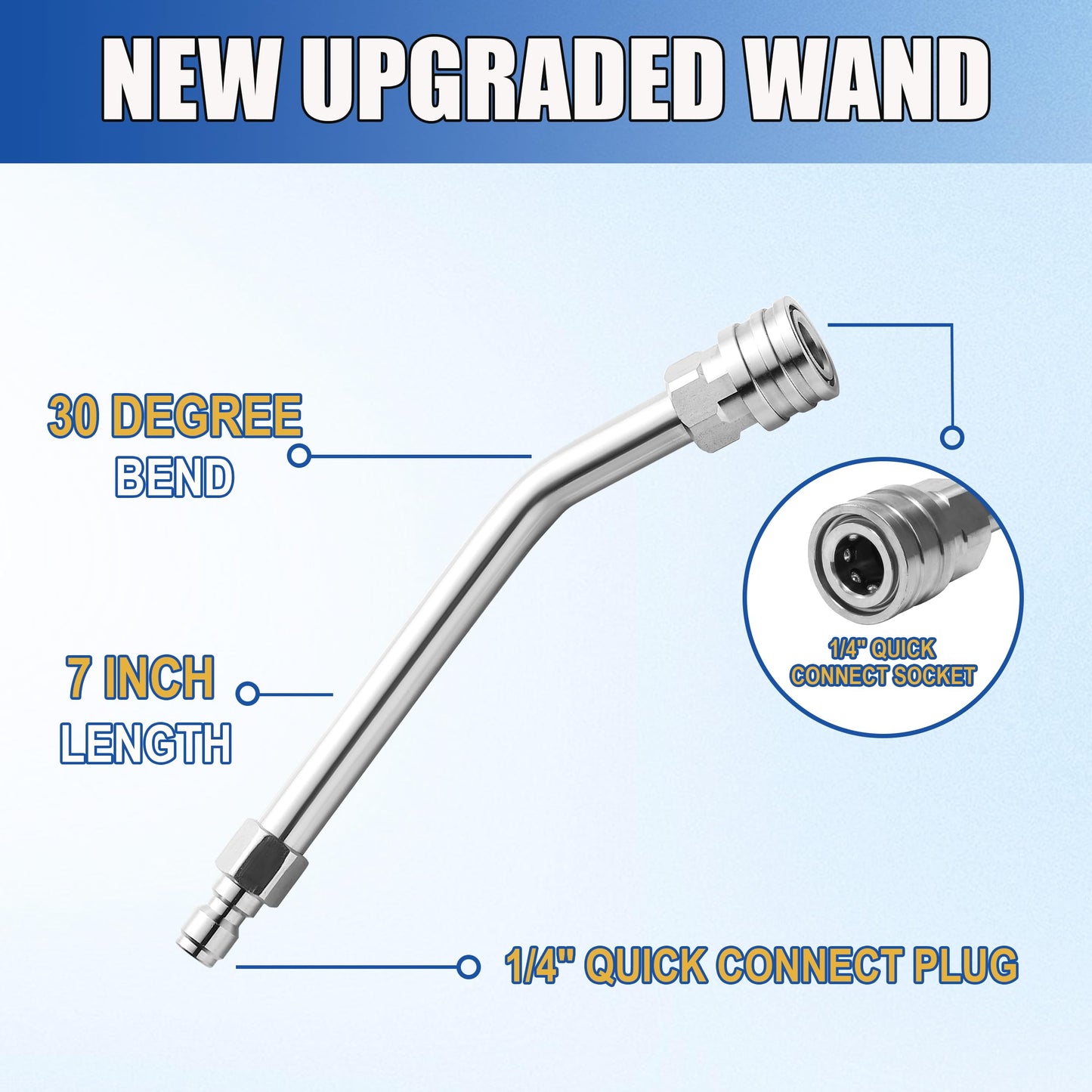 M MINGLE Replacement Pressure Washer Gun with Extension Wand, 30 Degree Curved Rod, M22 15mm or M22 14mm Fitting, 5 Nozzle Tips, 4000 PSI