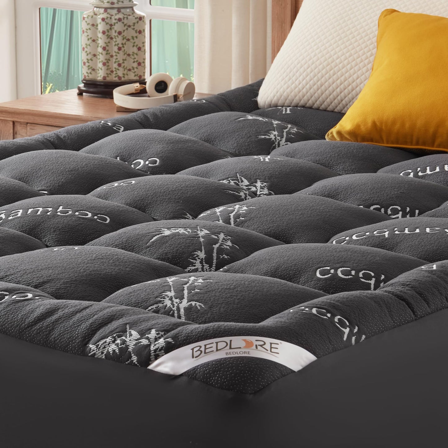 BEDLORE Full Mattress Topper Viscose Derived from Bamboo,Thick Pillow Top Mattress Pad,Deep Pocket Fits Mattress 6"-15",Soft Breathable Mattress Cover for Back Pain Relief
