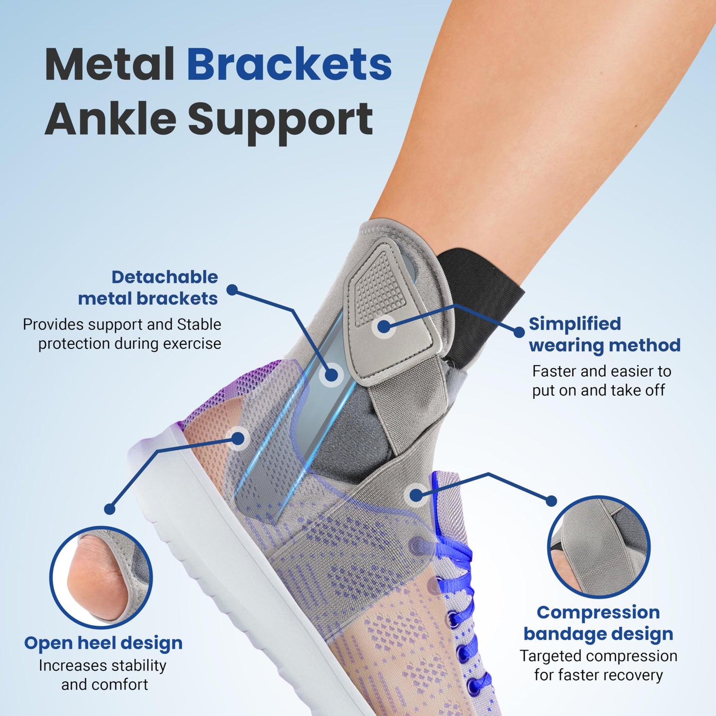 Ankle Brace for Women Men, Ankle Support Brace for Injury Recovery, Sprain, Achilles, Tendon, Ankle Support for Women Men with Adjustable Wrap, Ankle Stabilizer for Sports