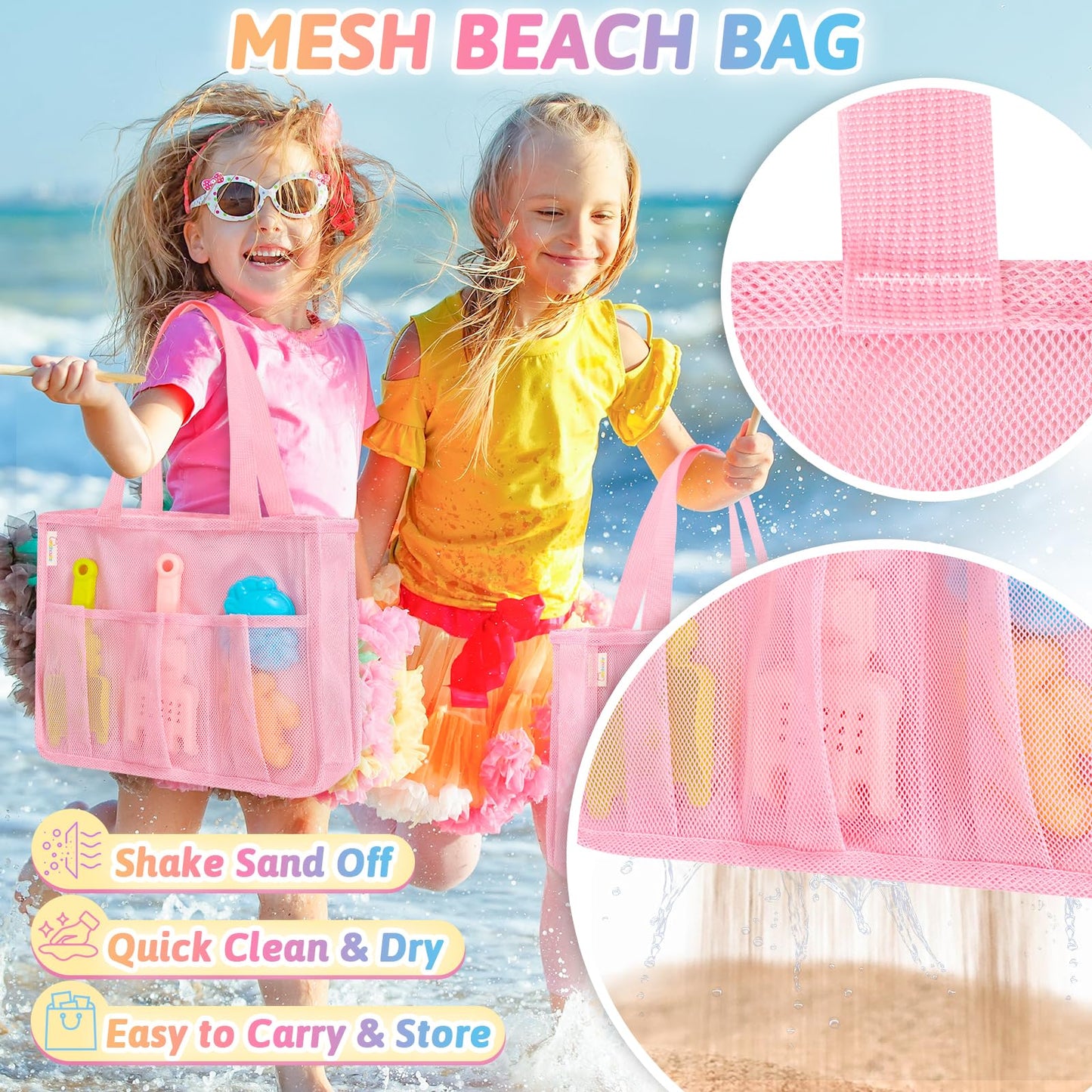 CatchCute Unicorn Collapsible Beach Toys,Sand Toys Set with Animal Foldable Buckets,Shovels,Sifter,Sand Molds,Castle Building Kit & Mesh Storage Bag,Beach Travel Essentials for Kids Toddlers