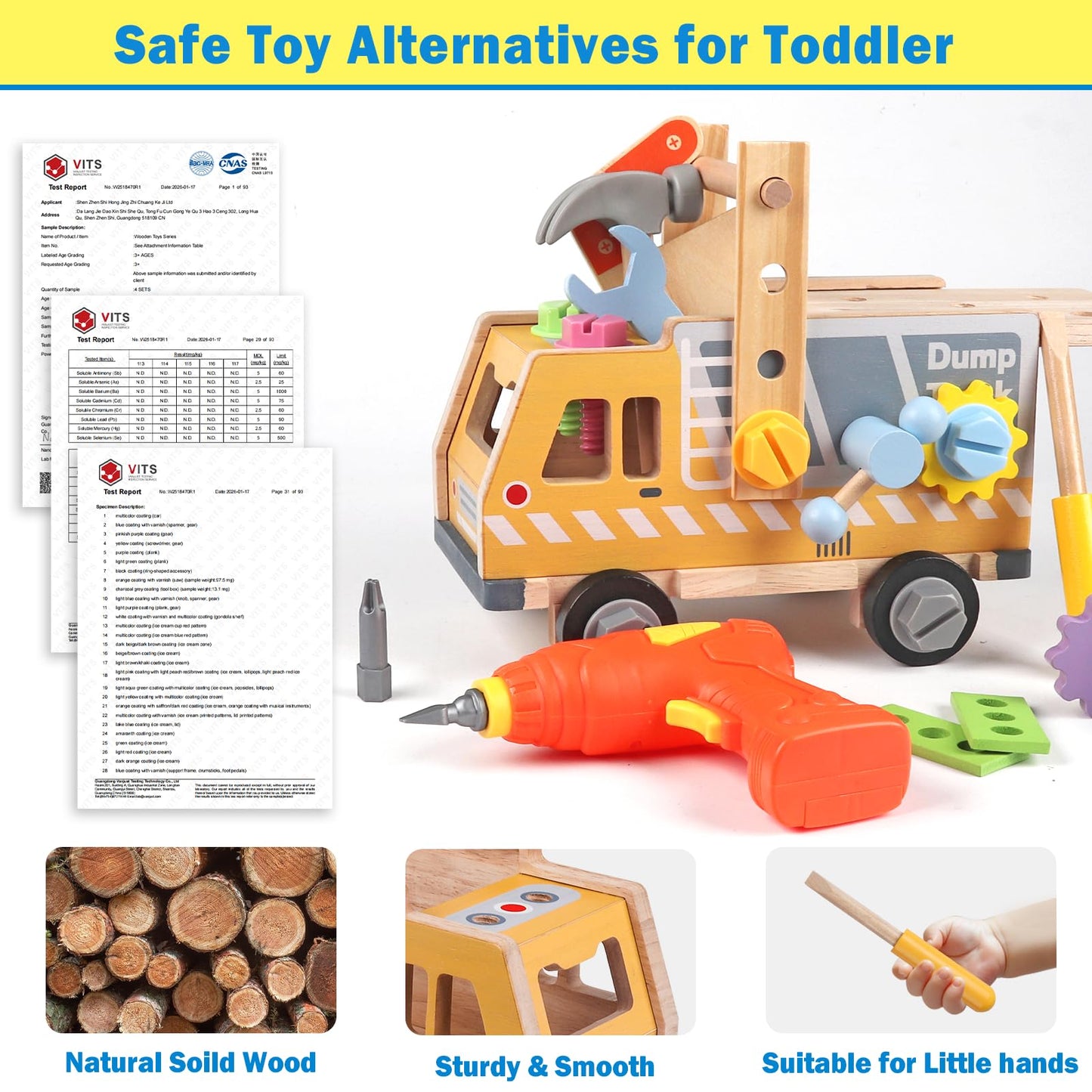 Rincalivestra Montessori Toys for 2+ Wooden Kids Tool Truck Set with Drill for Toddlers 2 3 4 5 6-40PCS STEM Educational Learning Toys Birthday Gift for 2-5 Year Old Boys & Girls