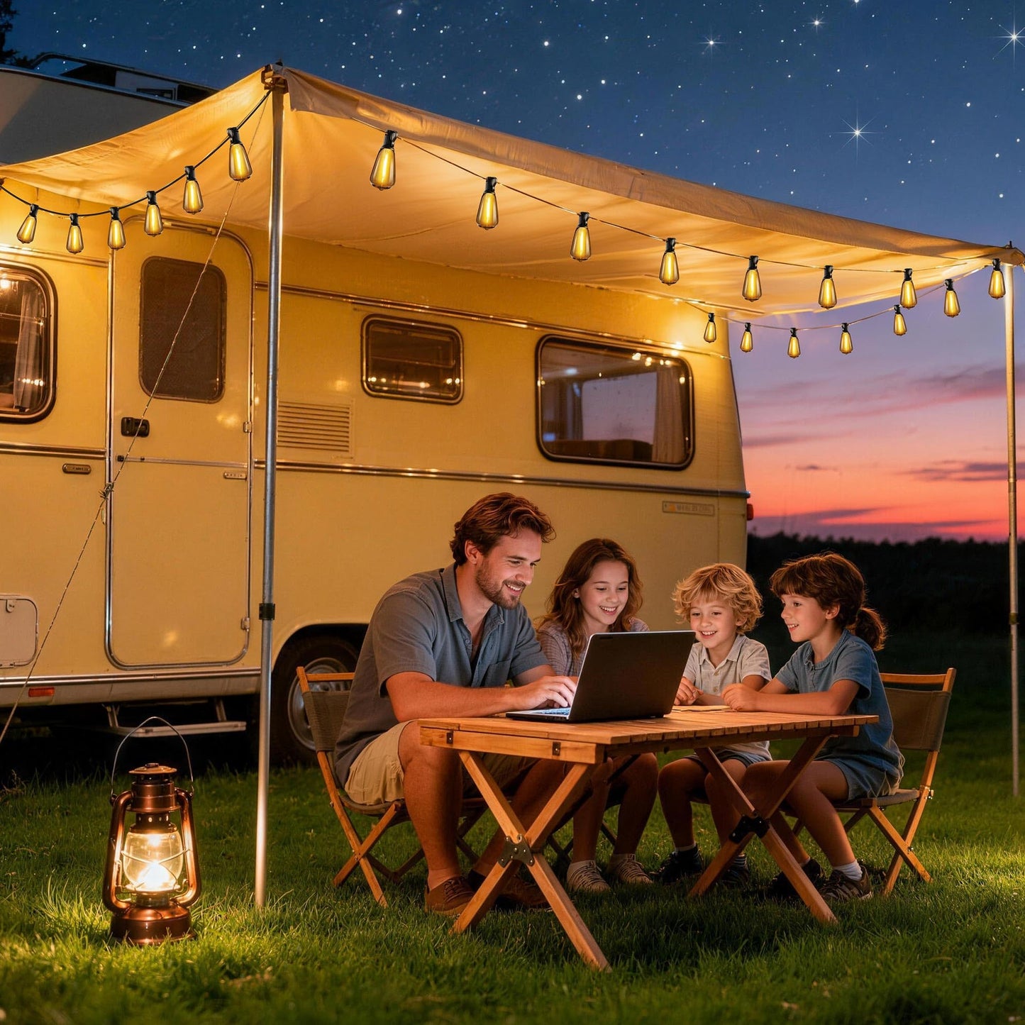 Lomotech Solar String Lights Outdoor Waterproof, 50FT 17+2 LED Shatterproof ST38 Bulbs, Solar String Lights with Remote & Timer, USB & Solar Powered Patio Lights for Outside Backyard Garden Porch