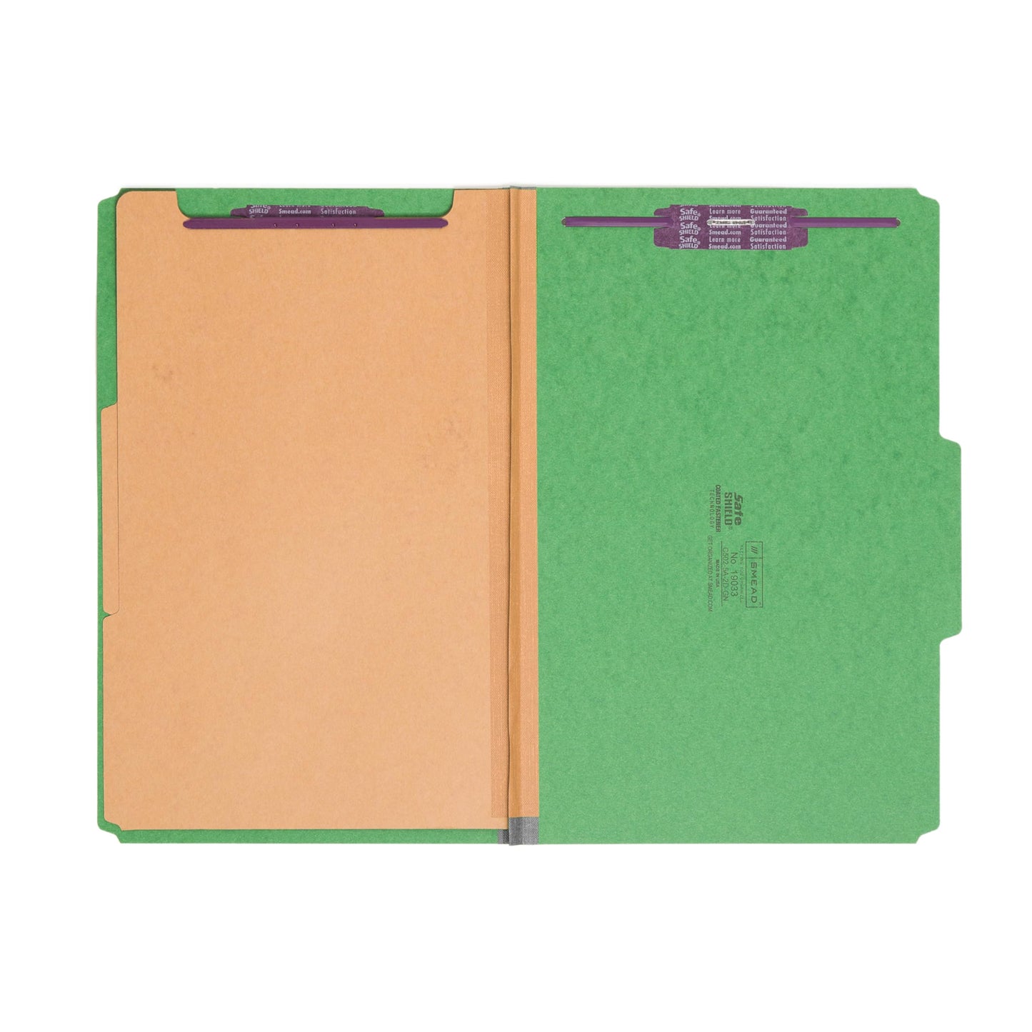 Smead Classification Folder, Legal, 2/5 Right of Center, 2 Dividers, Green, 10 Per Box (19033)