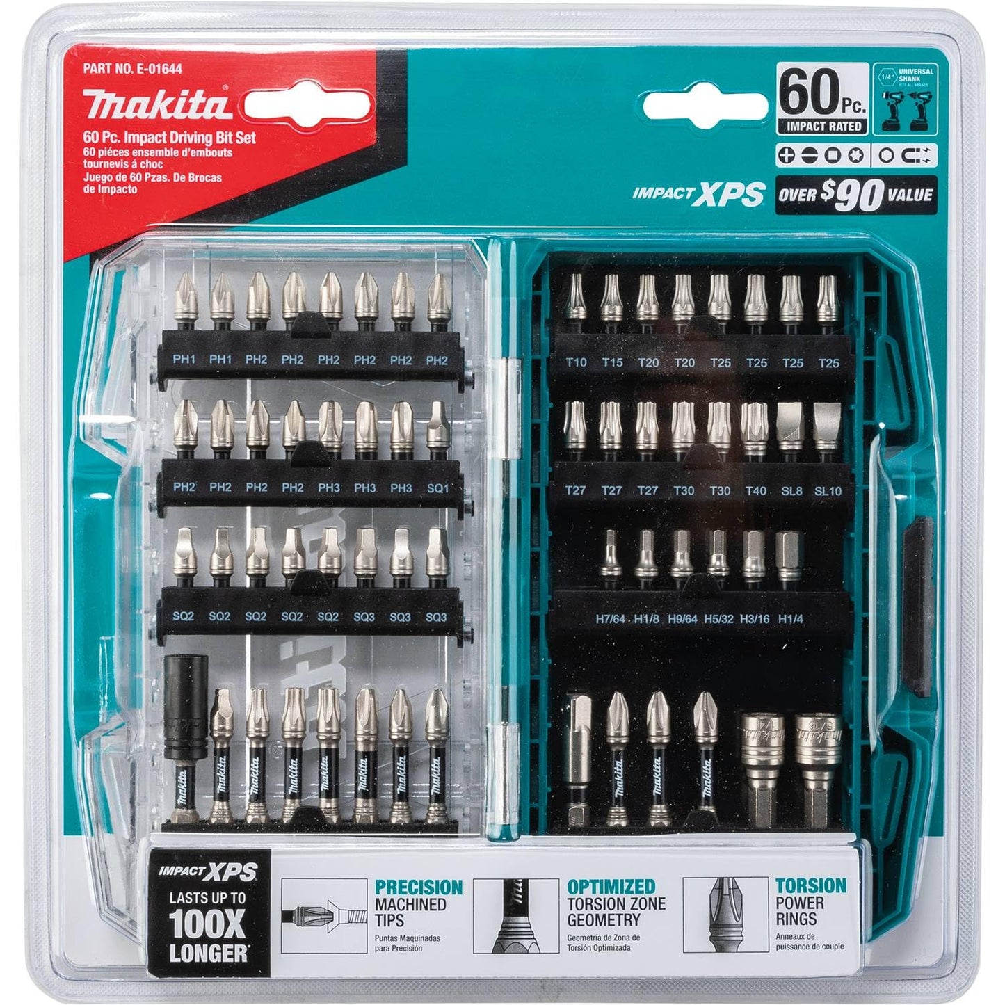 Makita E-01644 Impact XPS 60-Piece Impact Bit Set