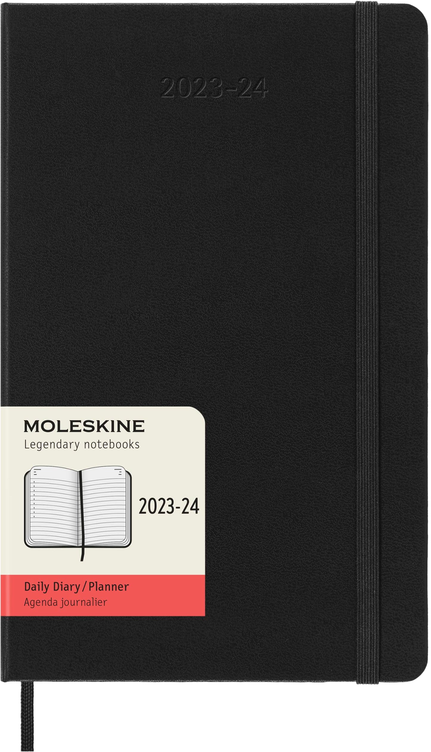 Moleskine Classic 18 Month 2023-2024 Daily Planner, Hard Cover, Large (5" x 8.25"), Black