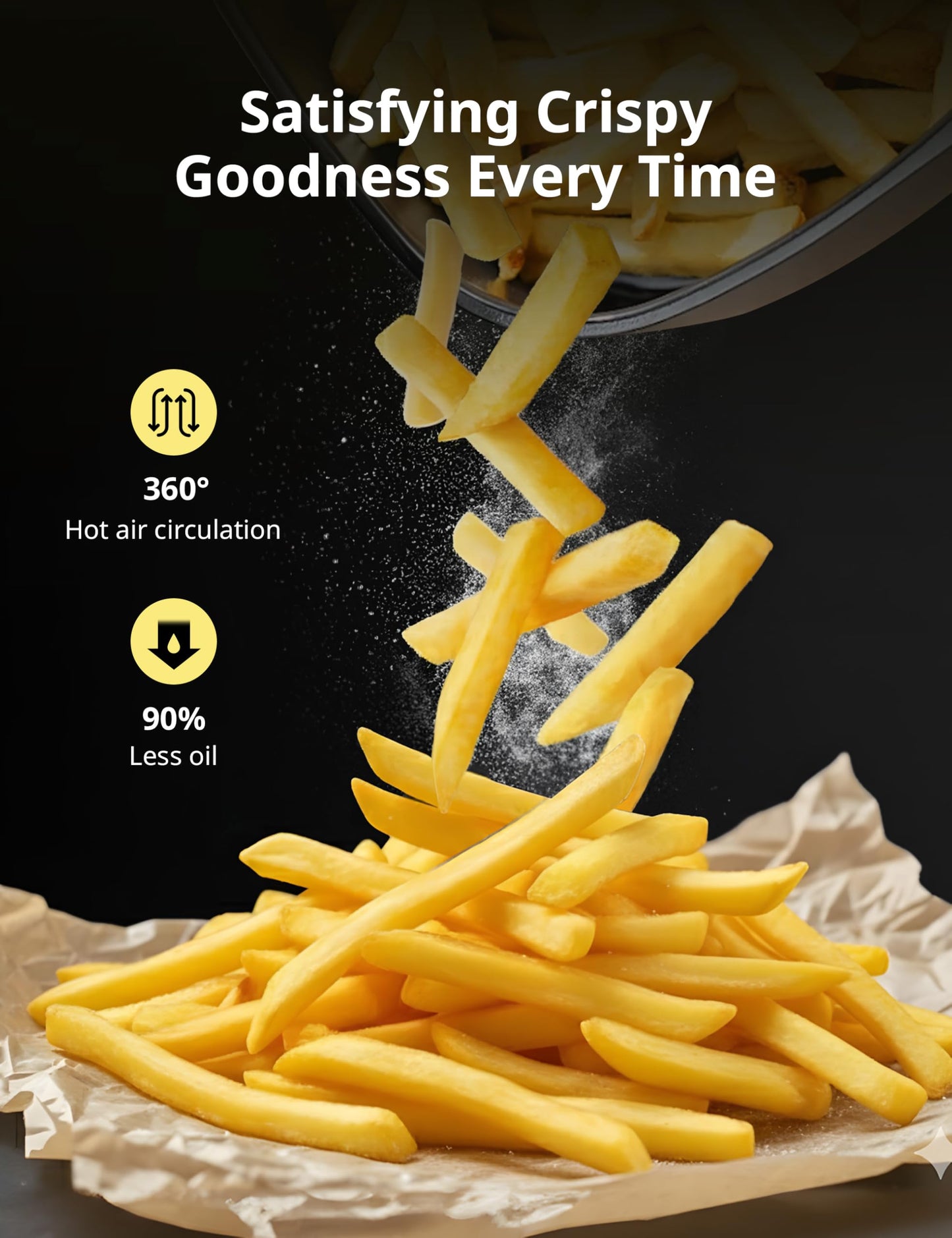 COMFEE' 2.1Quart Compact Digital Air Fryer with Touch Screen, 360-Degrees Hot Air Circulation, Ceramic Basket, and 4 Cooking Presets