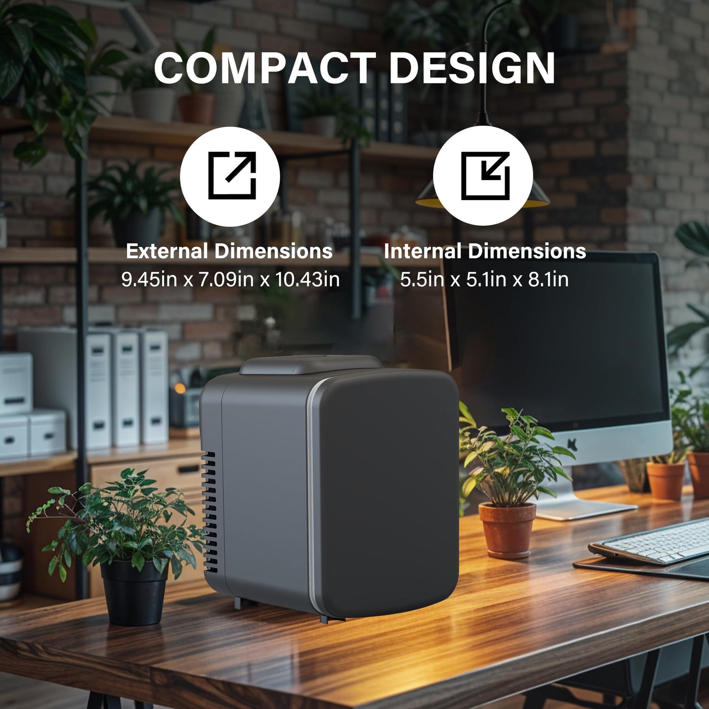 Simple Deluxe Mini Fridge, 4L/6 Can Portable Cooler & Warmer Freon-Free Small Refrigerator, Provide Compact Storage for Skincare, Beverage, Food, Cosmetics, for Bedroom, Office, Dorm, Black